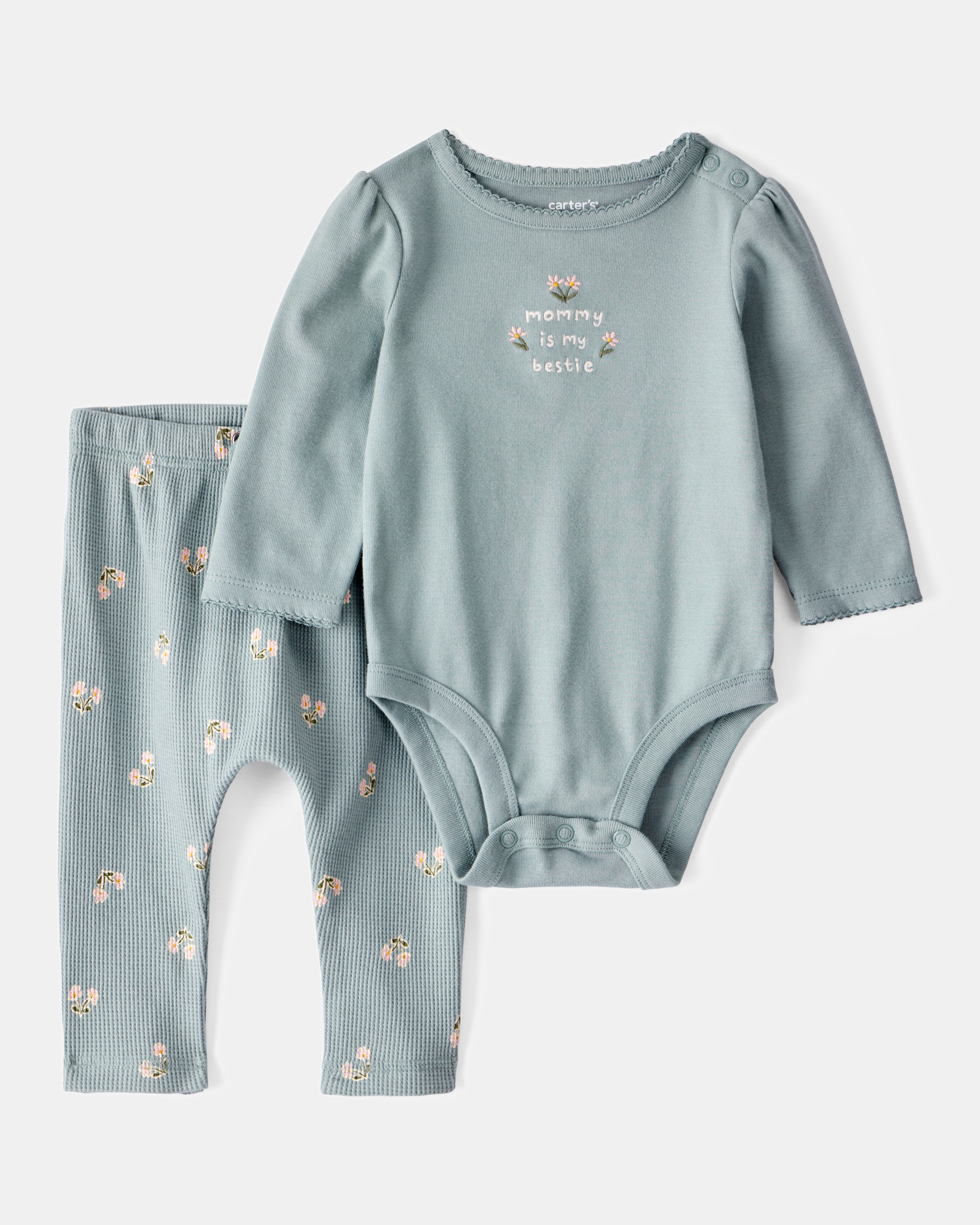 Baby 2-Piece "Mommy's Bestie" Bodysuit & Pants Set - Green
