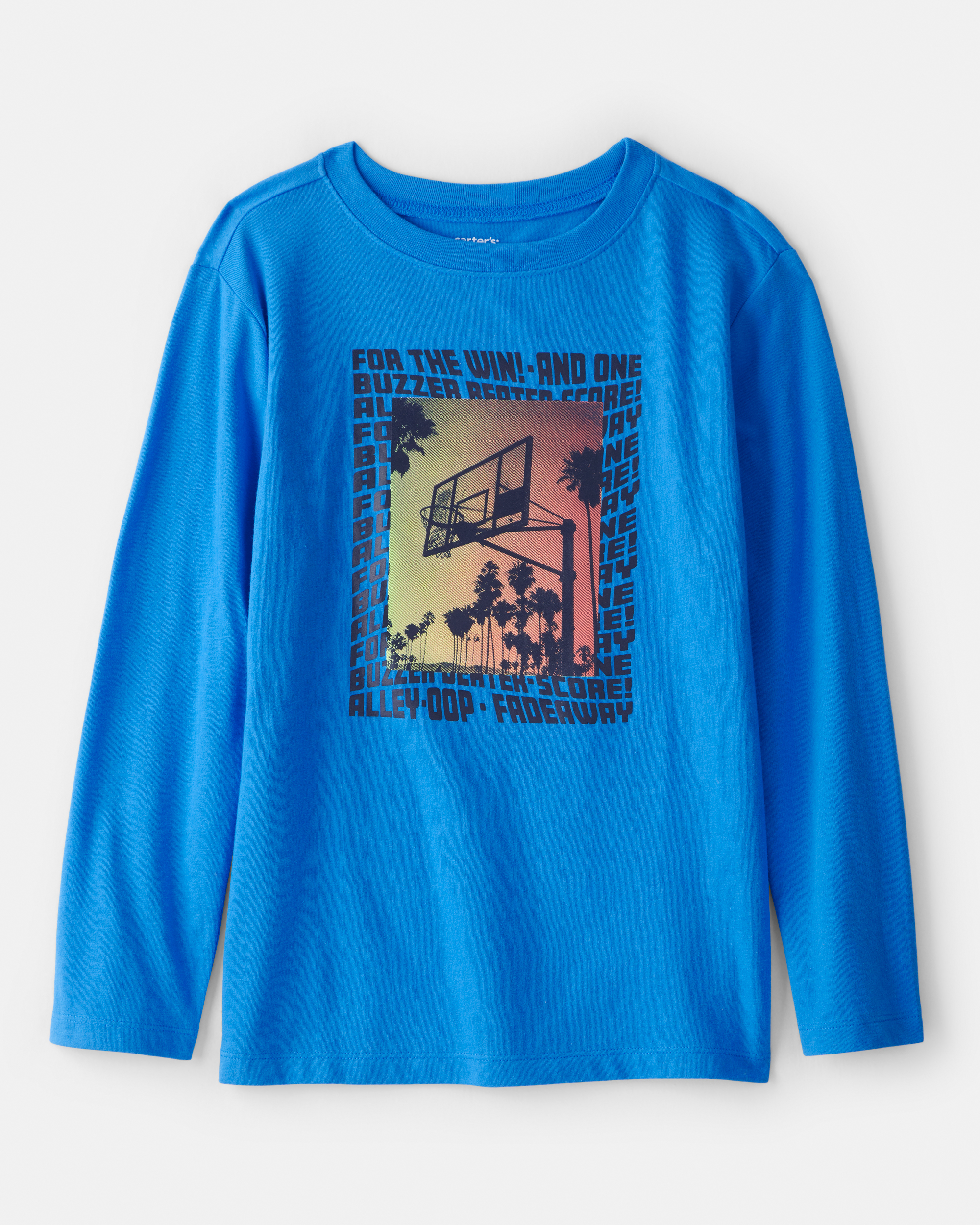 Boys Basketball Long-Sleeve Graphic Tee - Blue