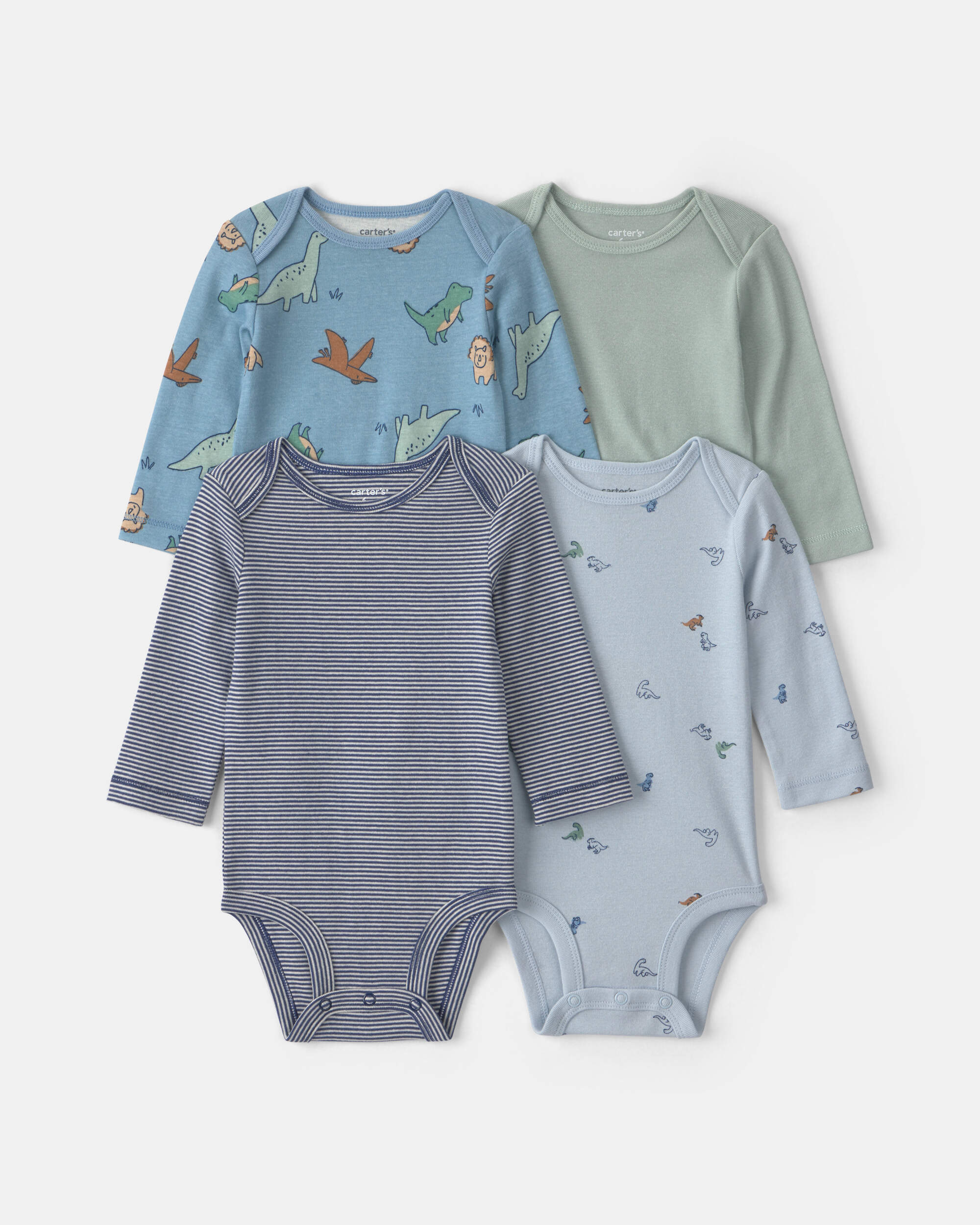 Baby Boy 4-Pack Dinosaur Long-Sleeve Bodysuits