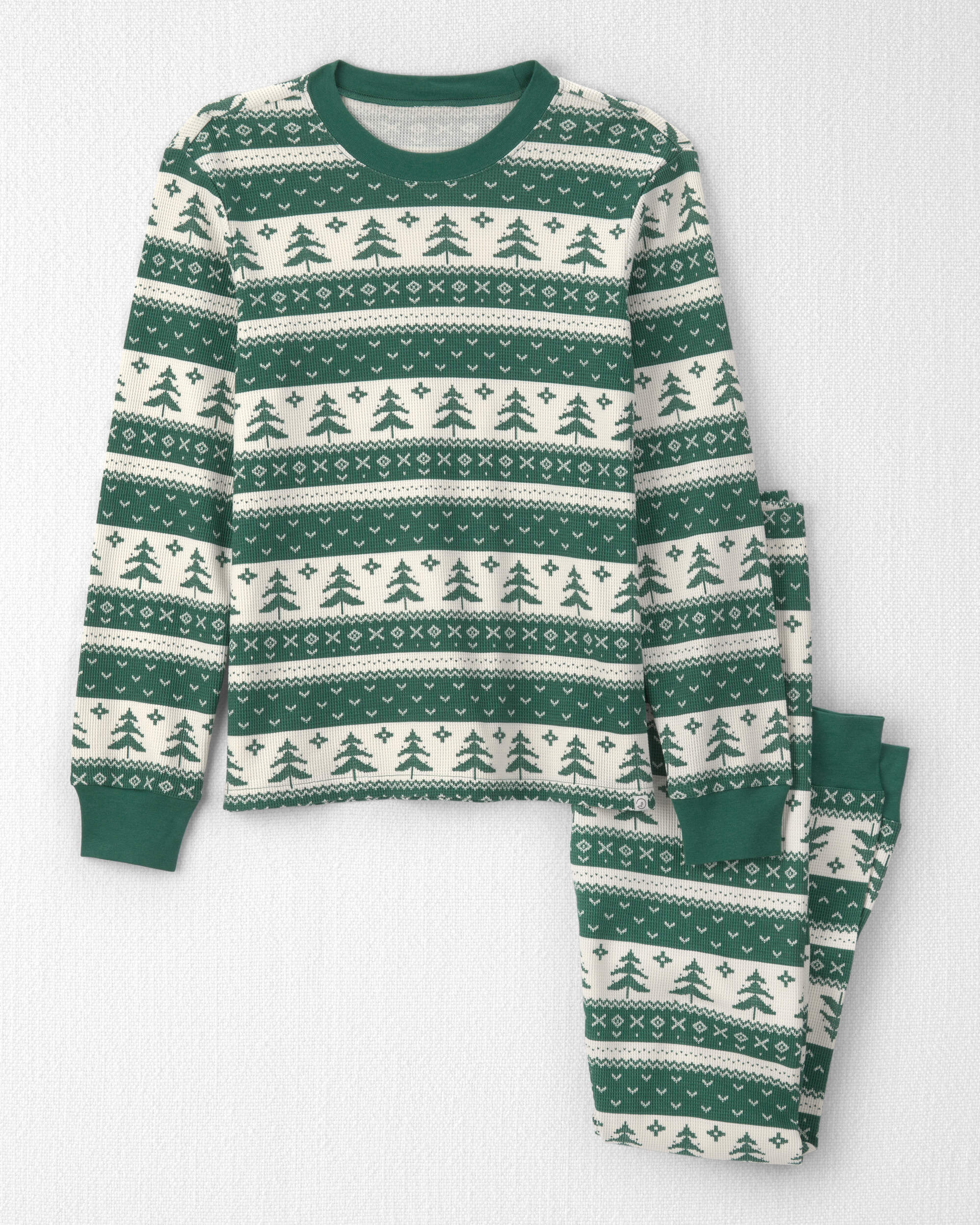 Adult 2-Piece Fair Isle Waffle Knit Pyjamas Made with Organic Cotton