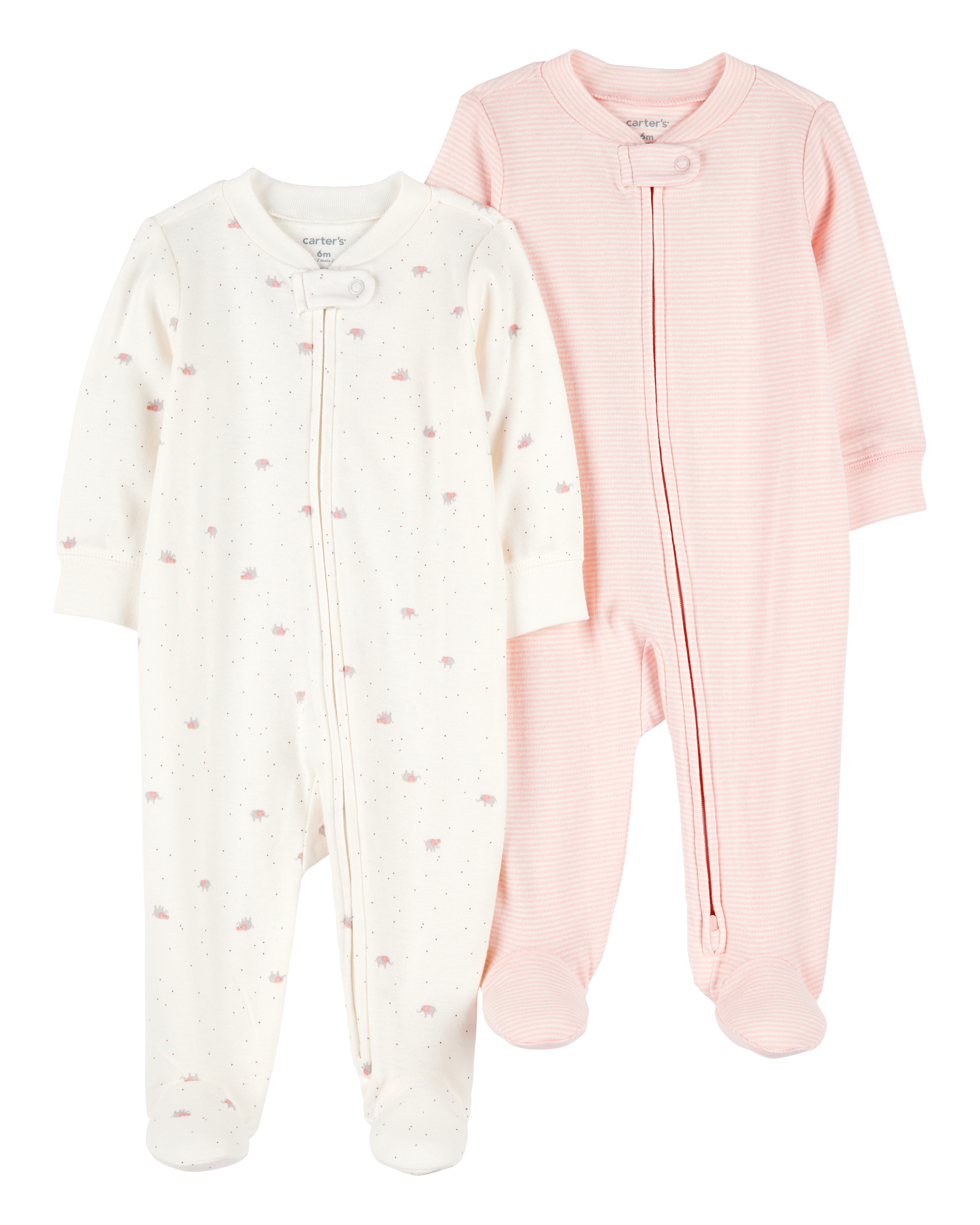 Baby Girl 2-Pack 2-Way Zip Cotton Sleeper