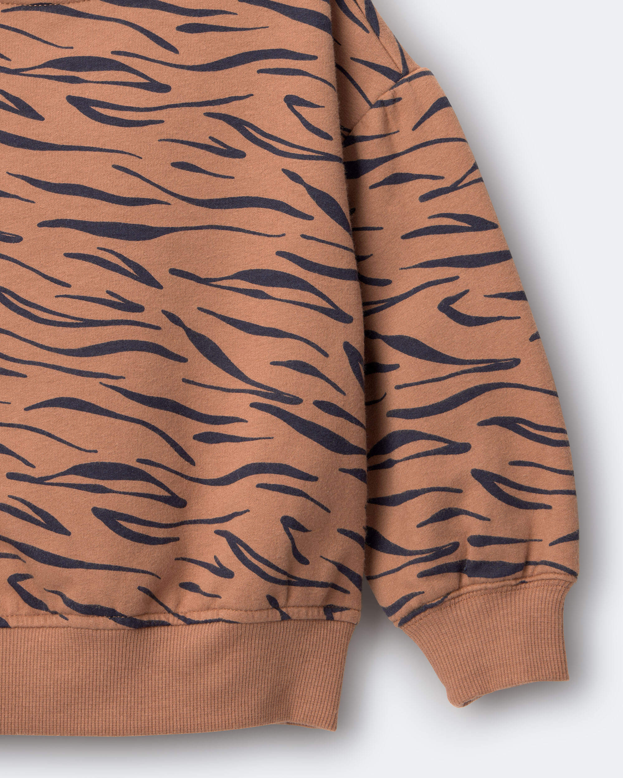 Toddler Girl Balloon-Sleeve Pullover Sweatshirt Tiger Print - Brown