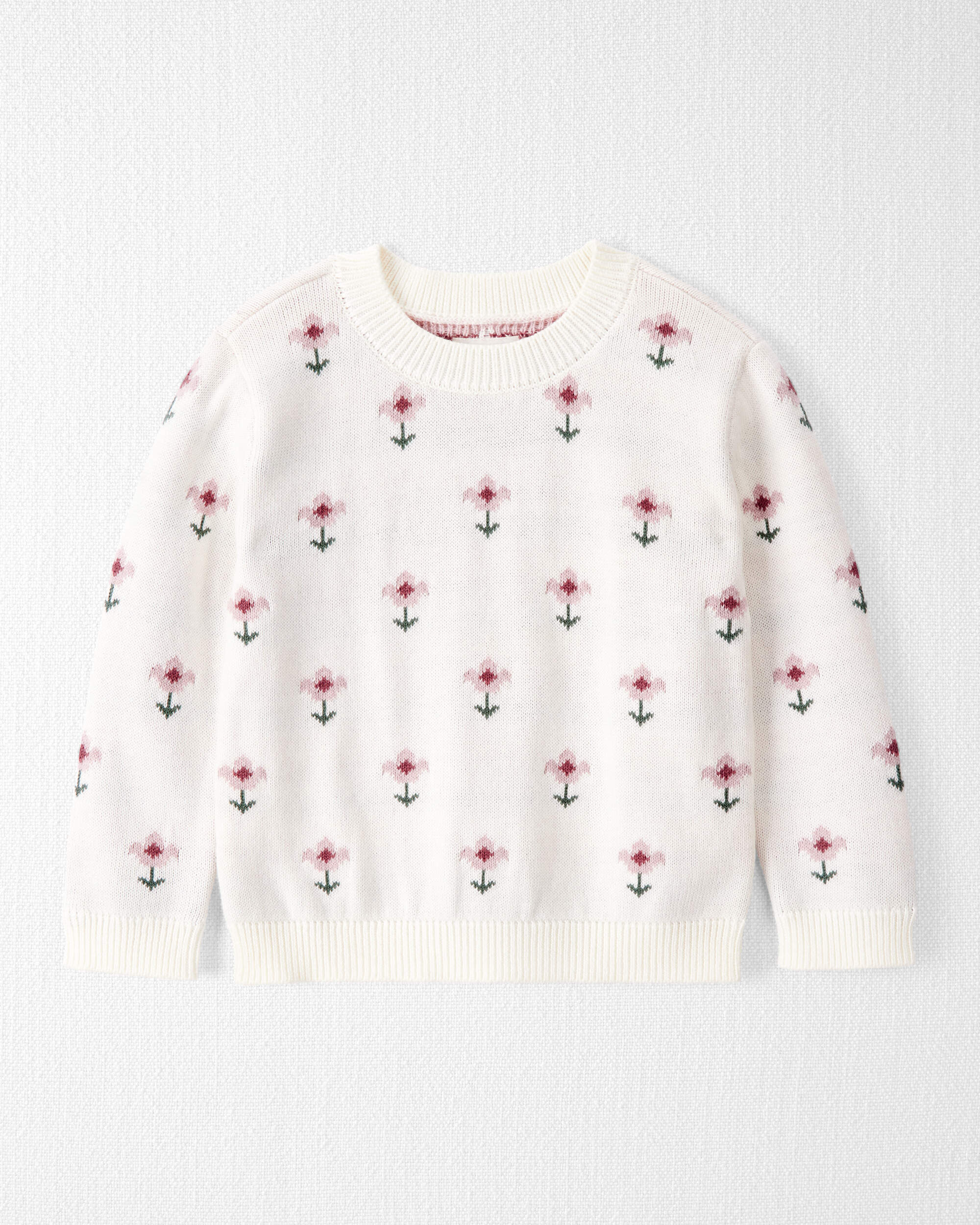 Toddler Girl Organic Cotton Knit Sweater Wildflower Print