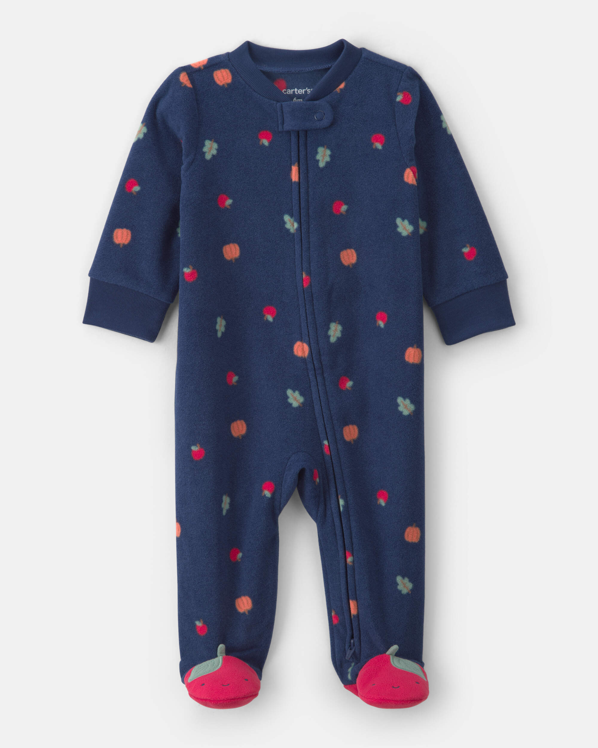 Baby Girl Fruit Fleece 2-Way Zip Sleeper - Blue