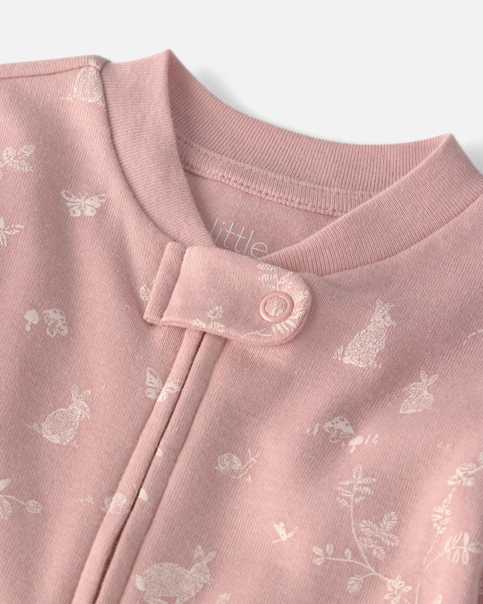 Girls Organic Cotton Sleep & Play Pyjama Pink Bunnies Print