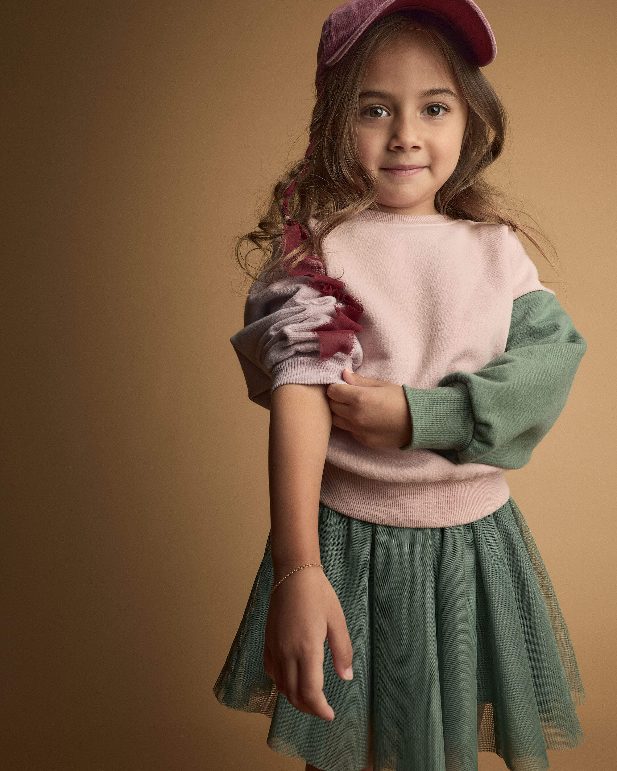 Toddler Girl Colourblock Pullover Sweatshirt - Blush/Mauve/Olive