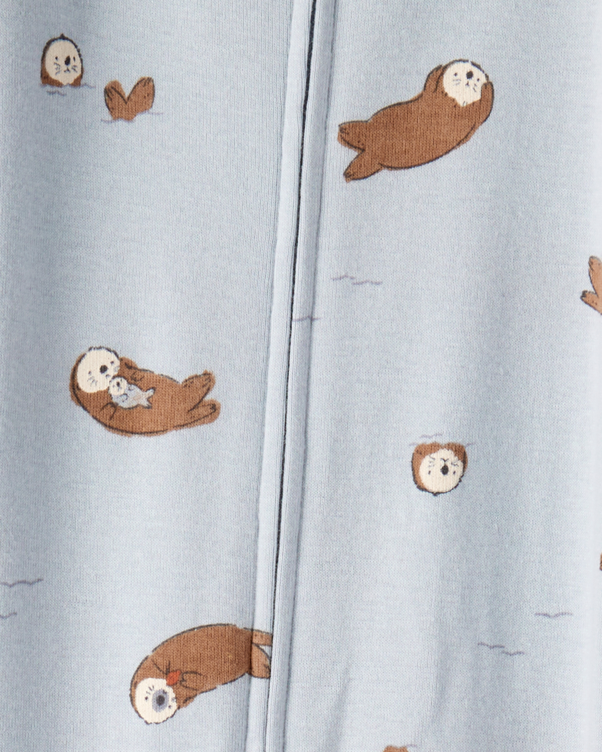 Baby Boy Otter 100% Cotton Snug Fit 2-Way Zip Footie 1-Piece Pyjamass - Blue