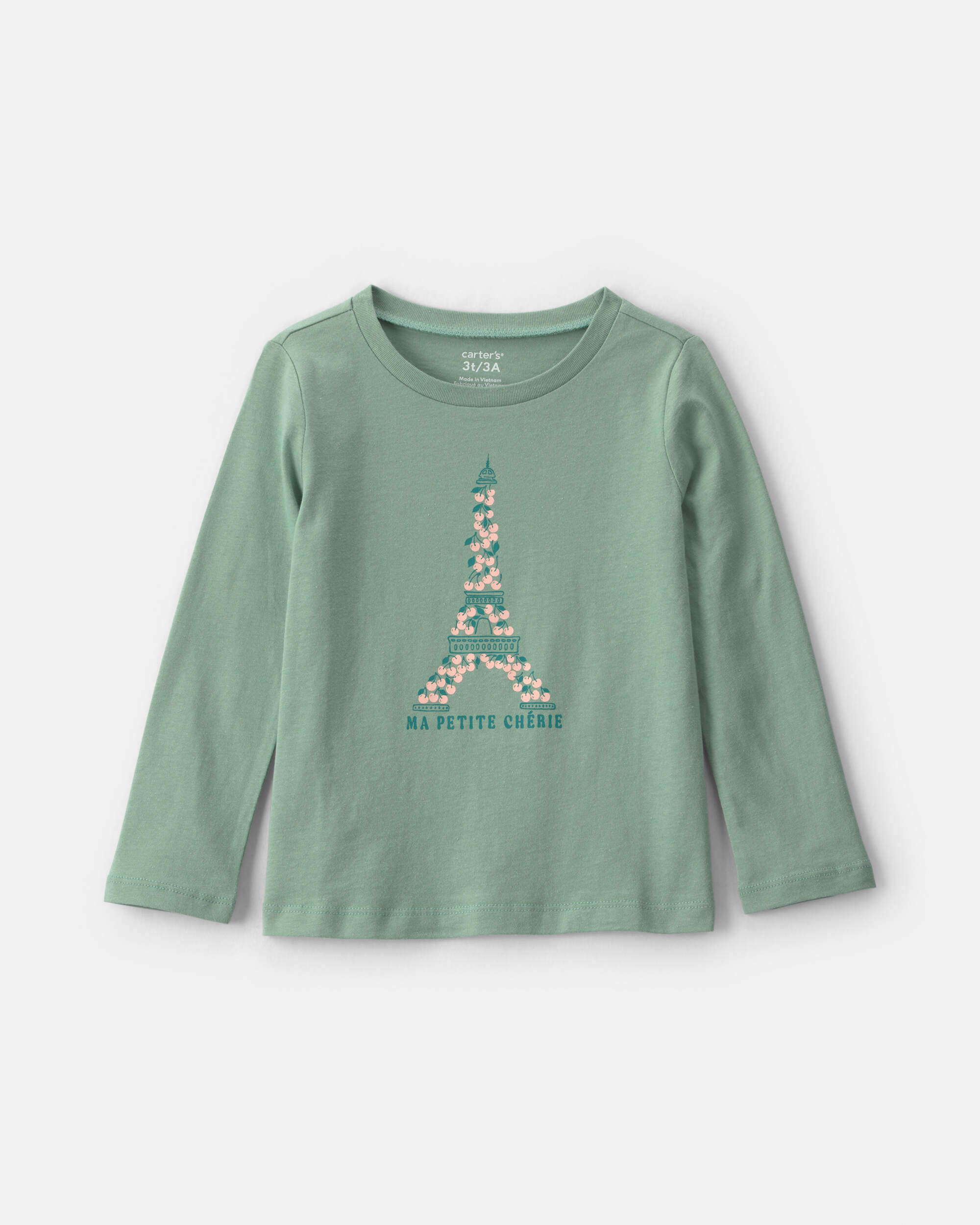 Toddler Girl 'Ma Petite Chérie' Eiffel Tower Long-Sleeve Graphic Tee - Green