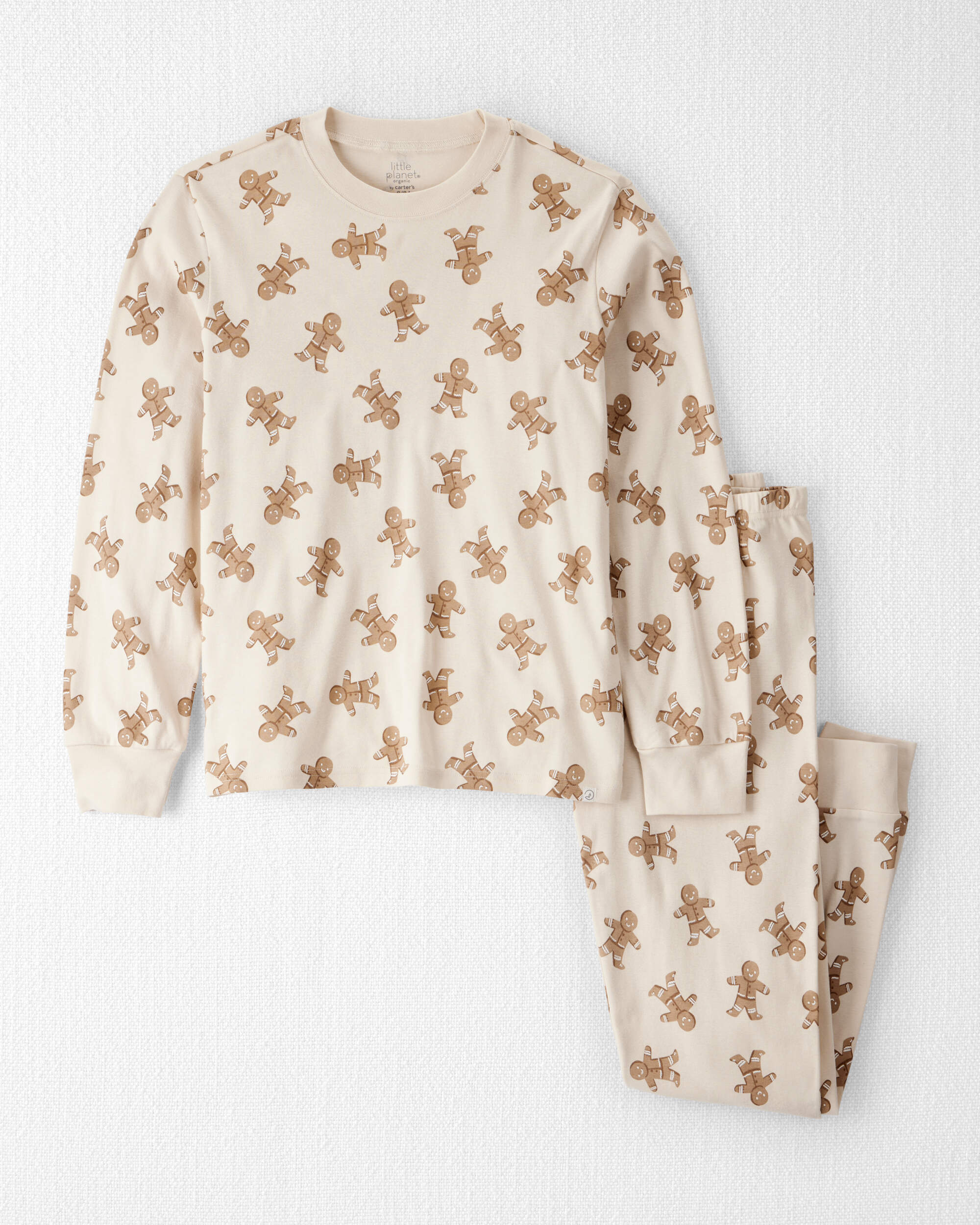 Adult Organic Cotton Pyjamas Set Gingerbread Man Print