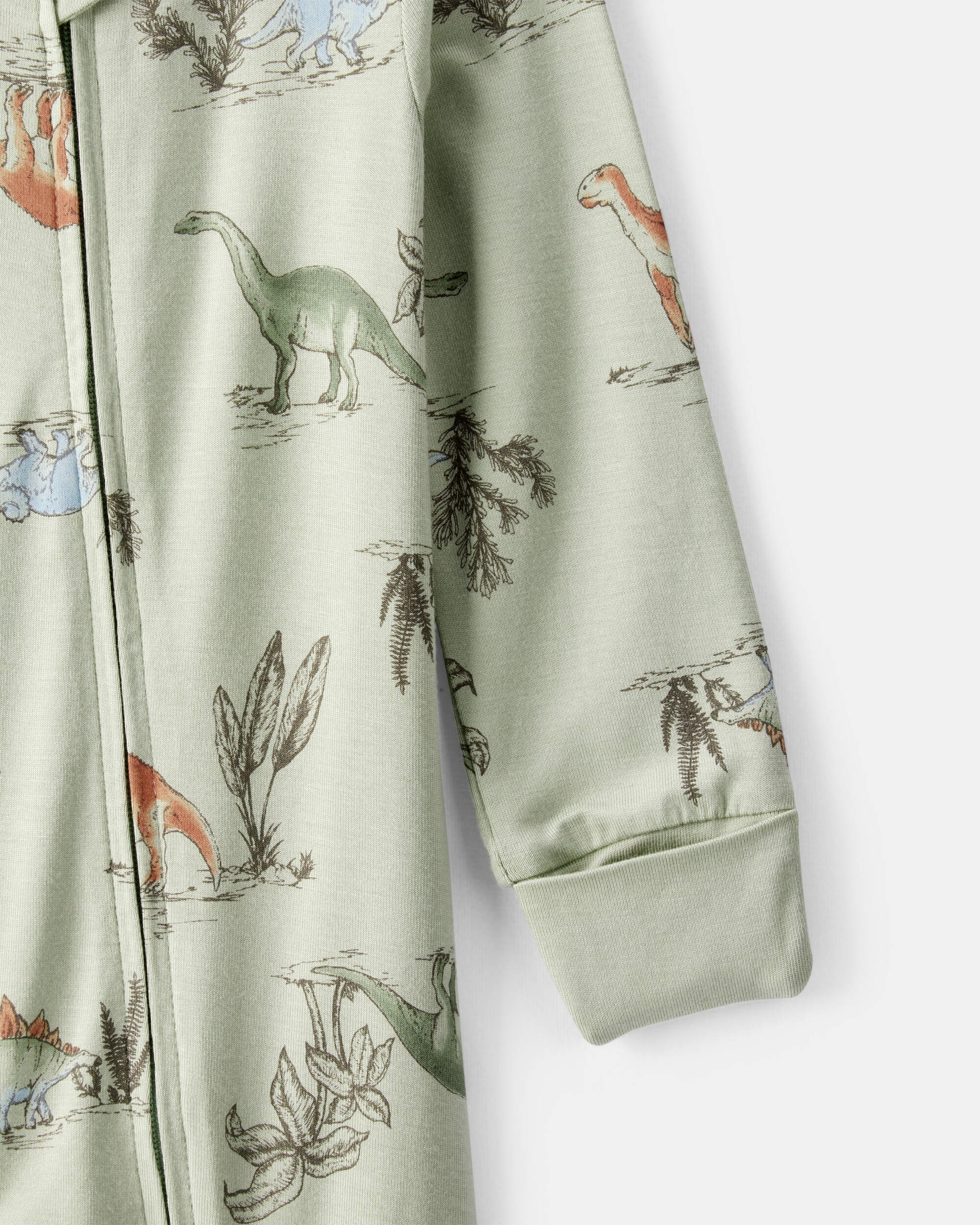 Baby Boy Dinosaur Print PurelySoft Long-Sleeve Sleeper - Green