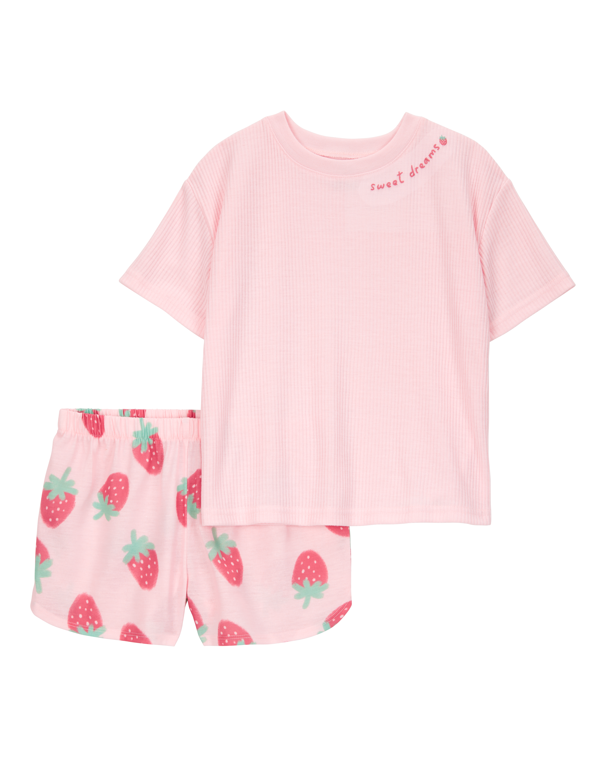 Kid Strawberry Print Loose Fit 2-Piece Pyjamas - Pink