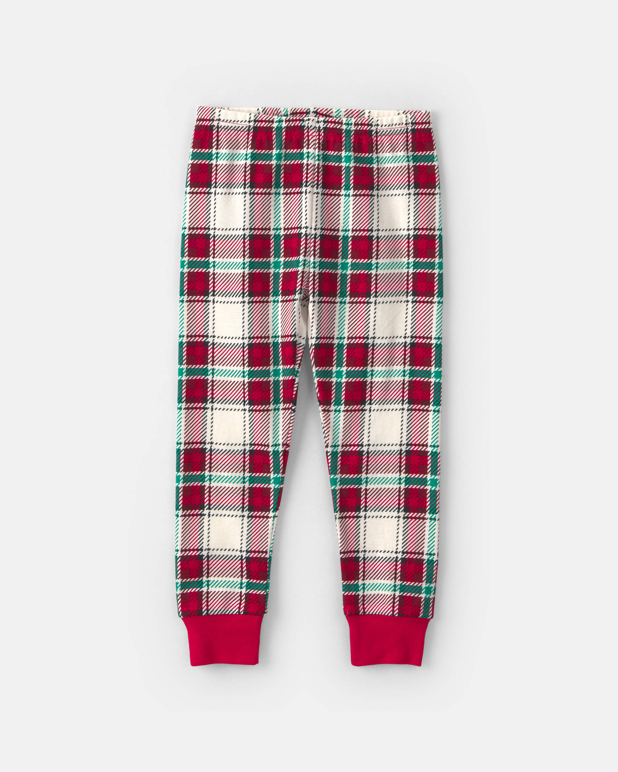 Toddler 2-Piece Christmas Plaid 100% Cotton Snug Fit Pyjama Set - Red/Green