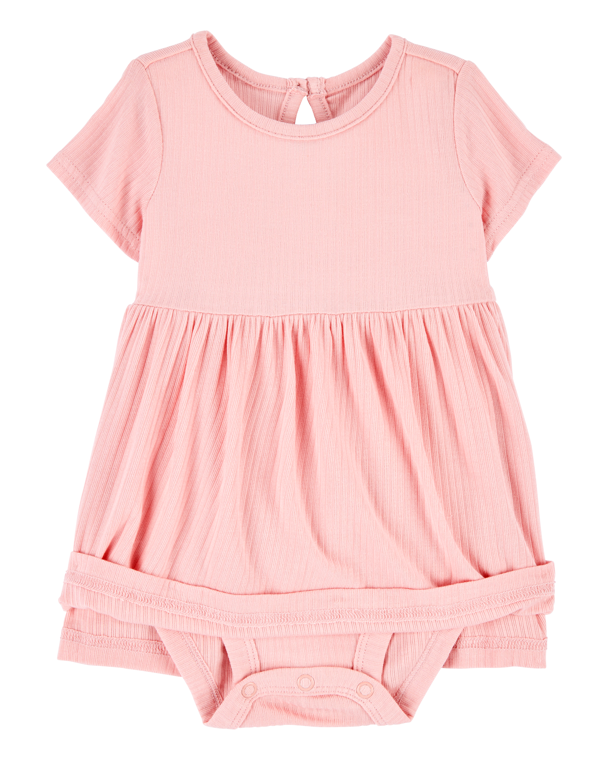 Baby Girl Solid Bodysuit Dress - Pink