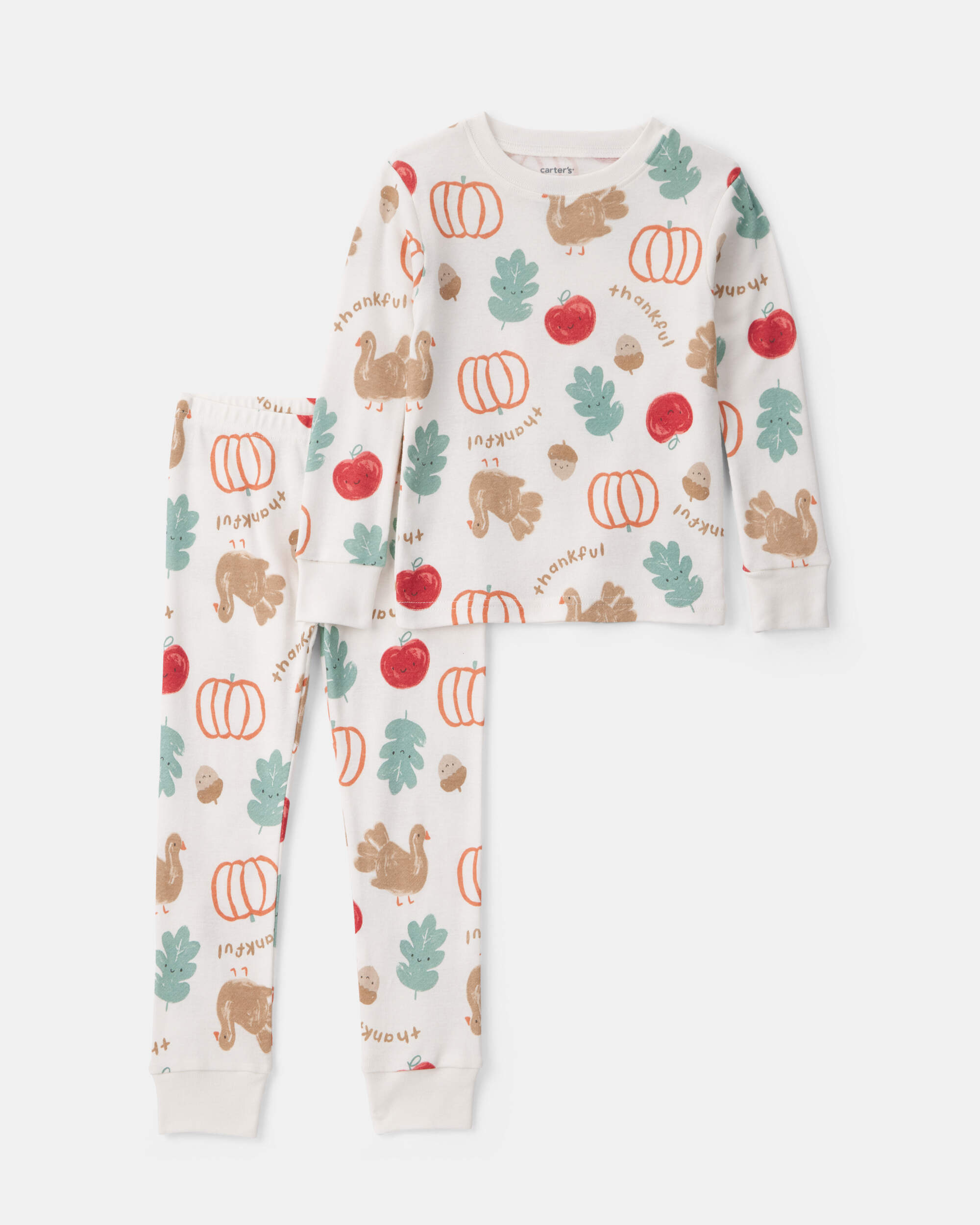 Baby 2-Piece Thanksgiving 100% Cotton Snug Fit Pyjama Set - Cream