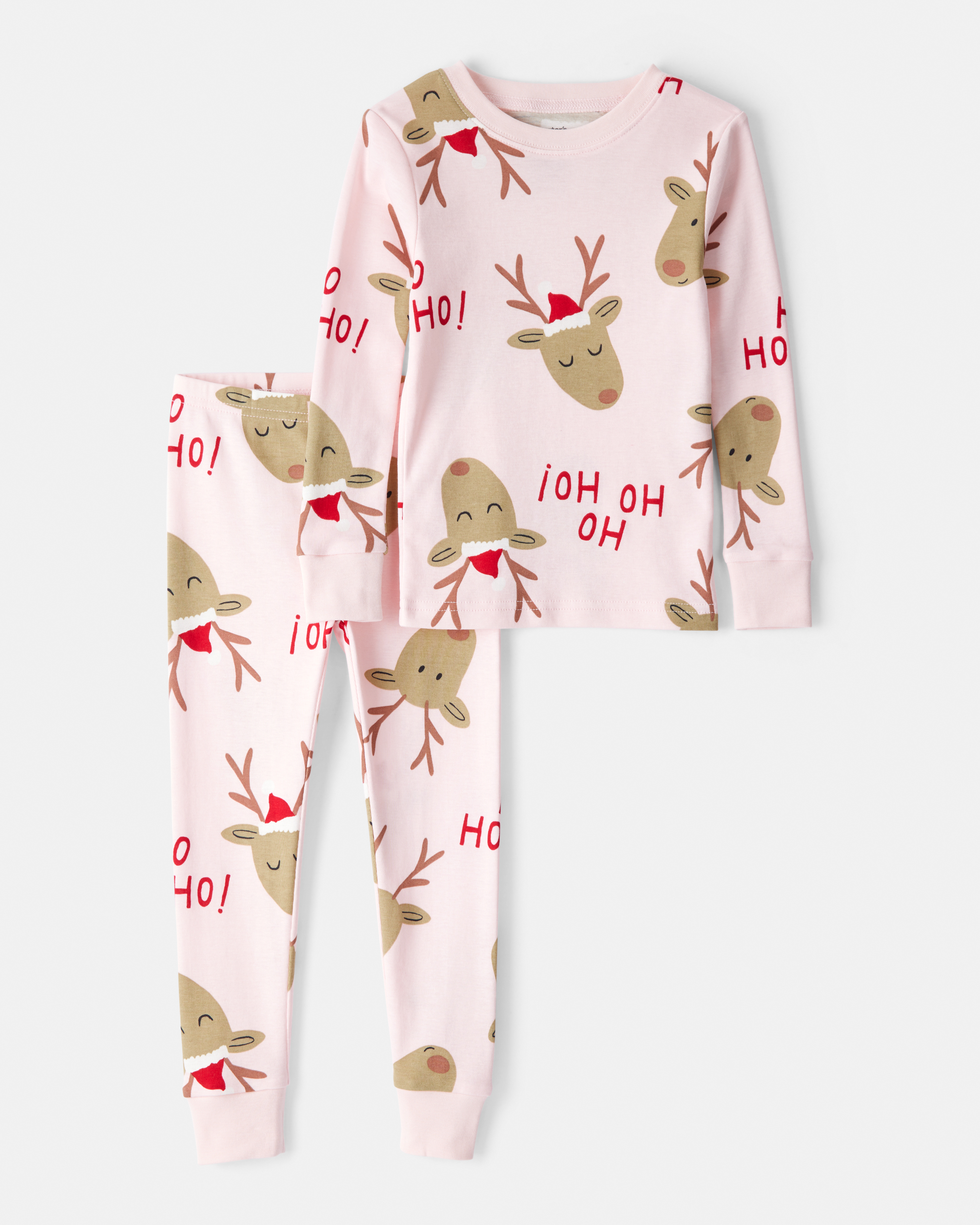 Baby Reindeer Snug Fit 2-Piece Pajamas - Pink