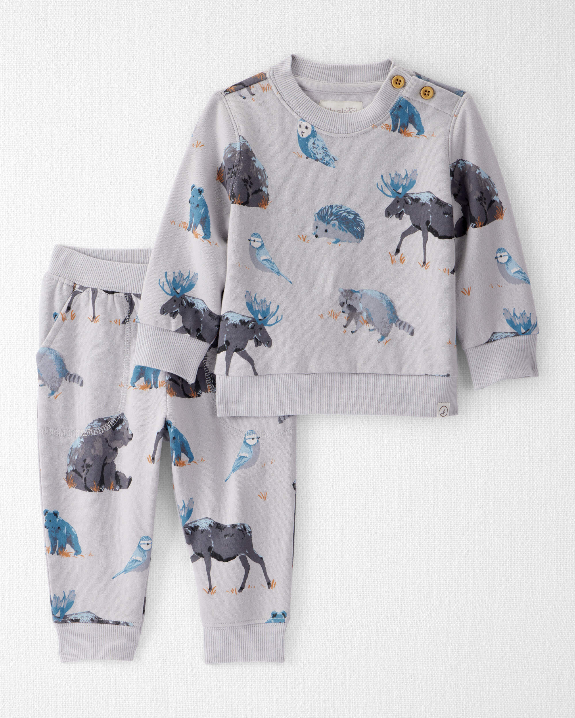 Baby Boy Midnight Forest Print Fleece Set Made with Organic Cotton