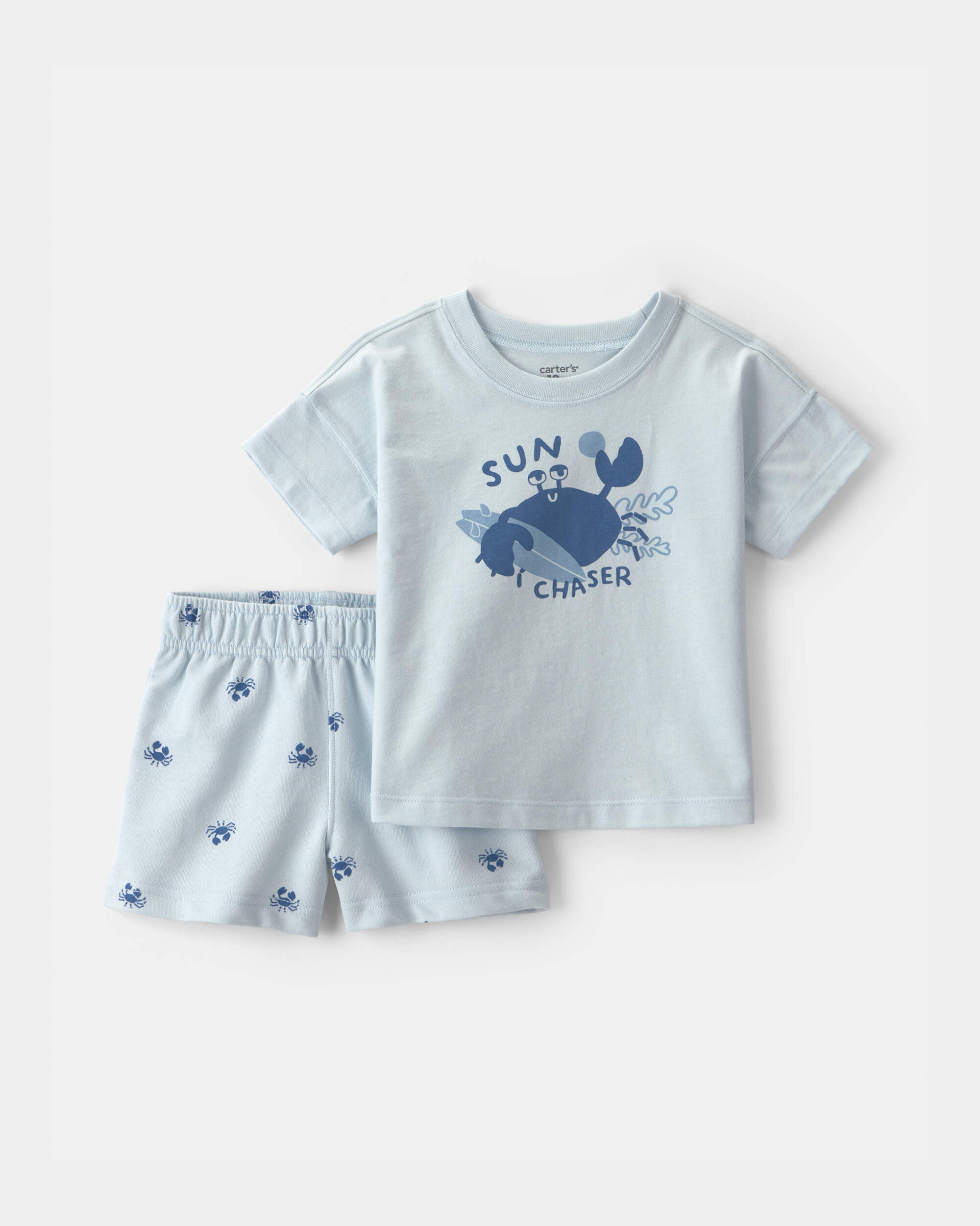 Baby Boy 2-Piece Crab Short-Sleeve Top & Short Set - Blue