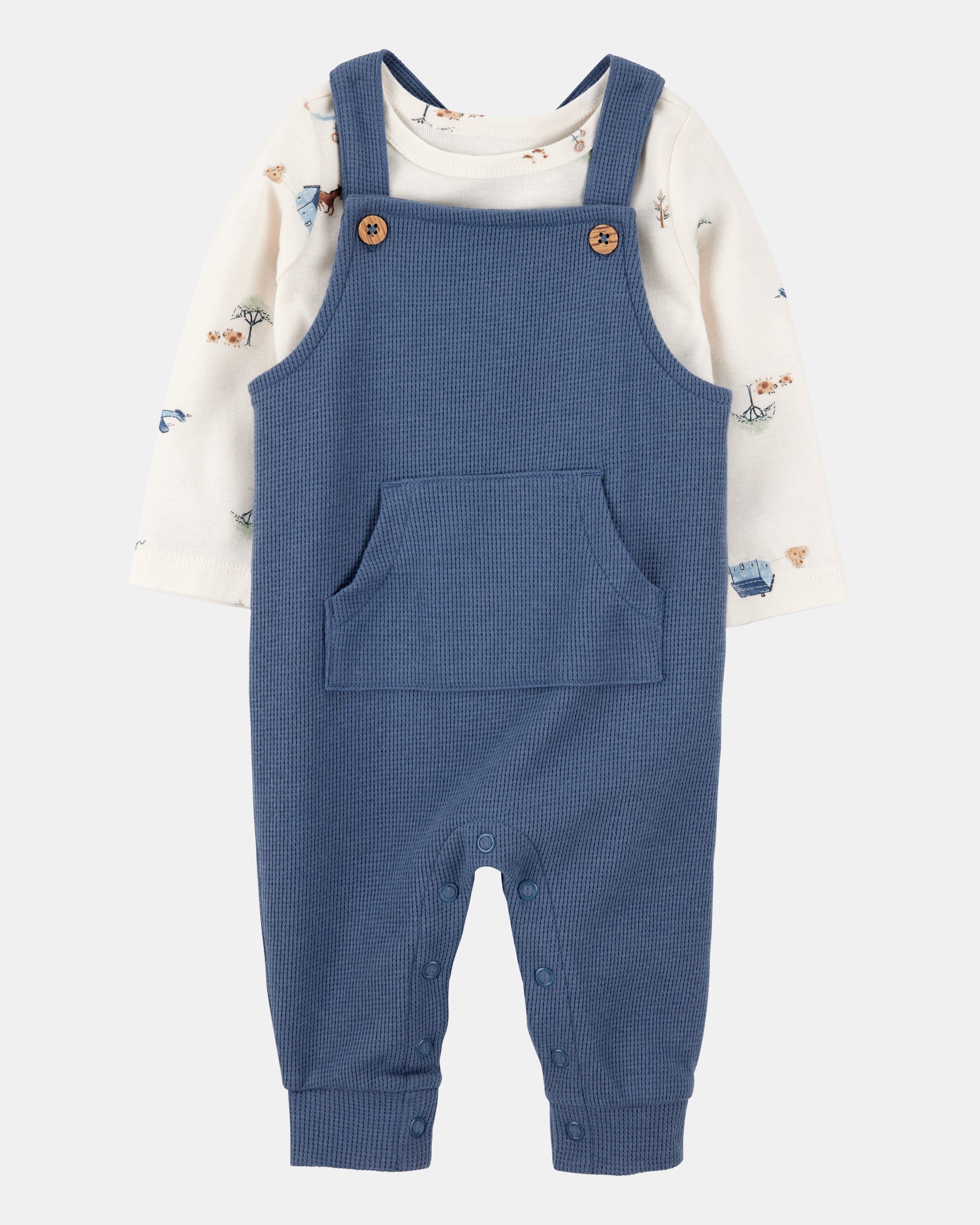 Baby 2-Piece Long-Sleeve Tee & Thermal Coverall Set