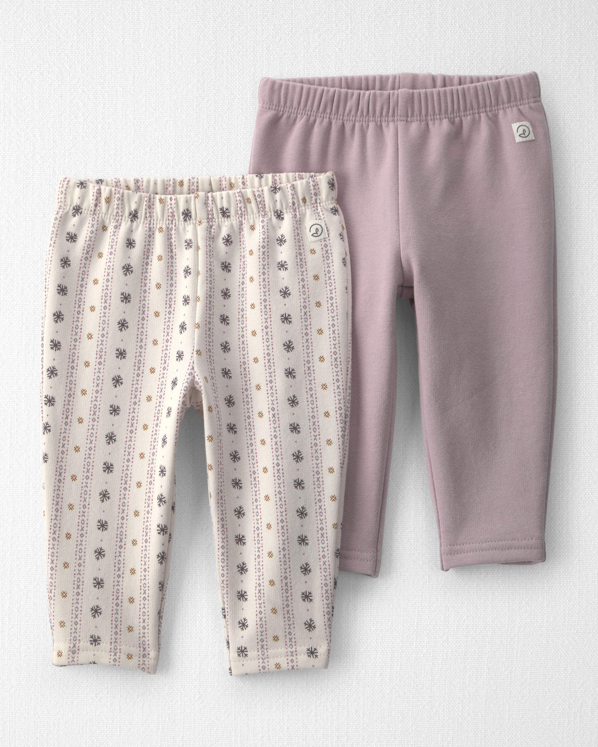 Baby Girl 2-Pack Recycled Fleece Leggings Made with Organic Cotton