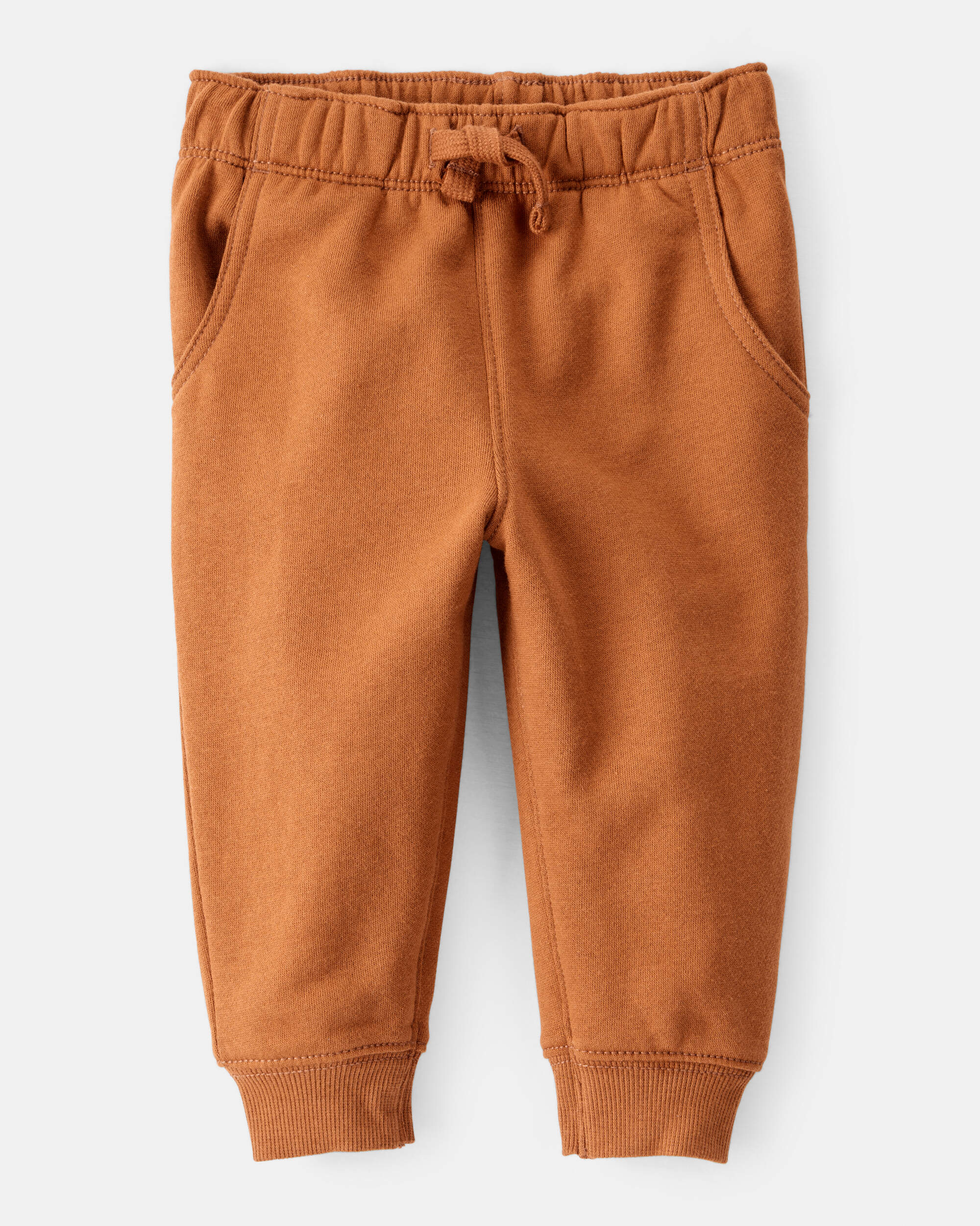Baby Boy Solid Fleece Cotton Jogger - Brown