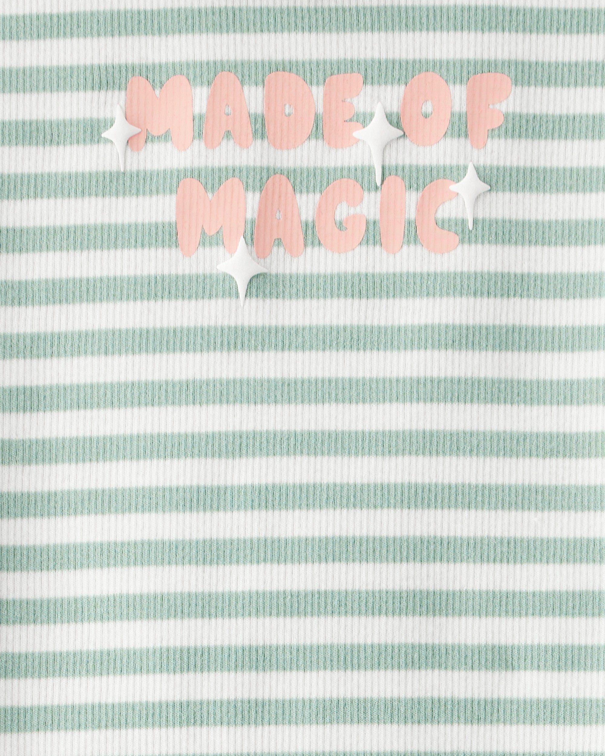 Baby Girl Made of Magic' Striped Long-Sleeve Top - Green