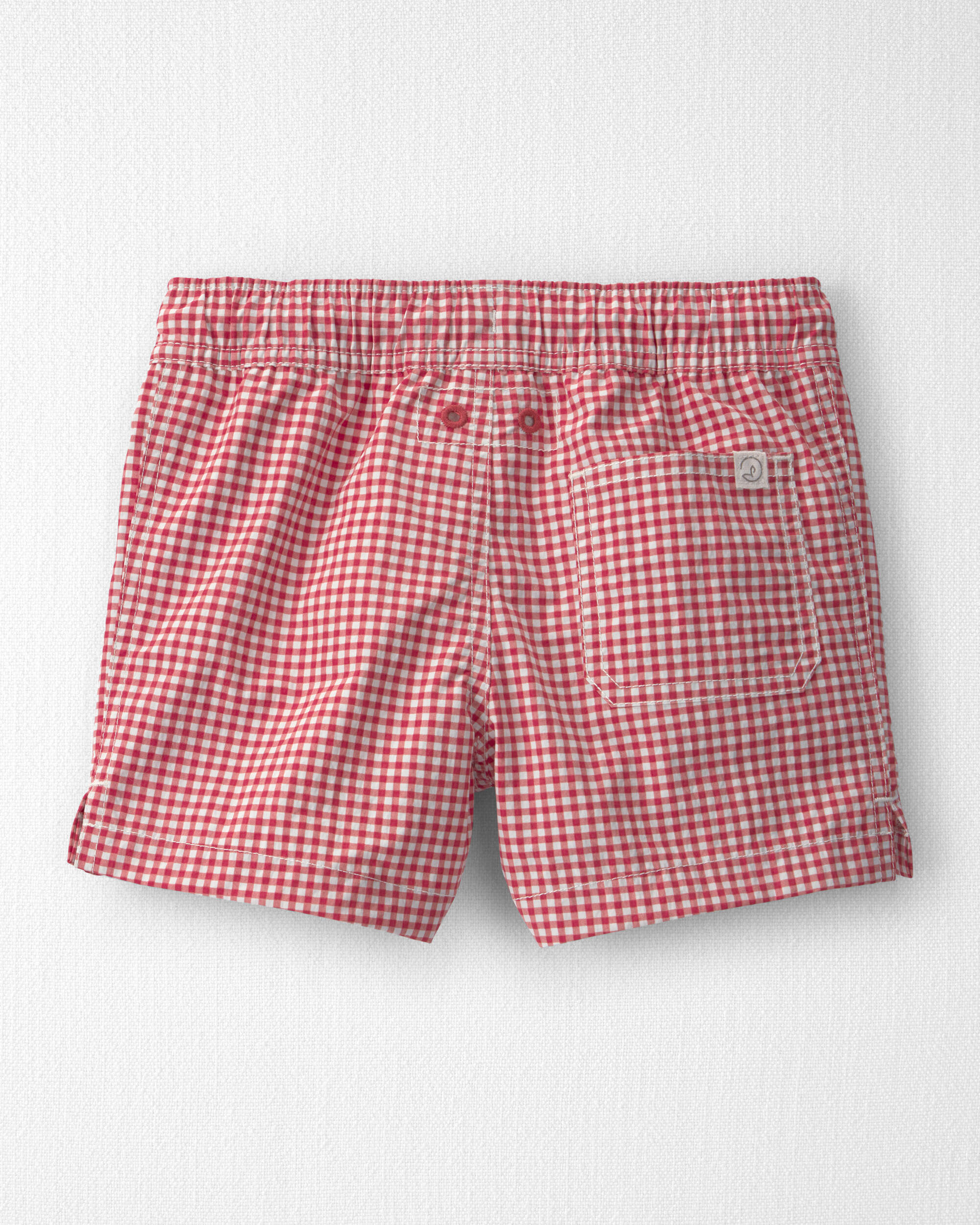 Toddler Boy Recycled Swim Trunks Red Gingham