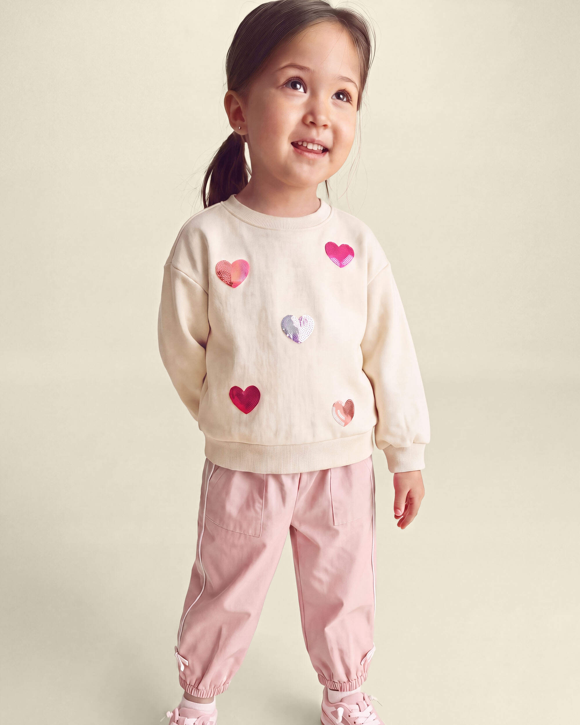 Toddler Girl Bow-Cuff Poplin Joggers - Pink