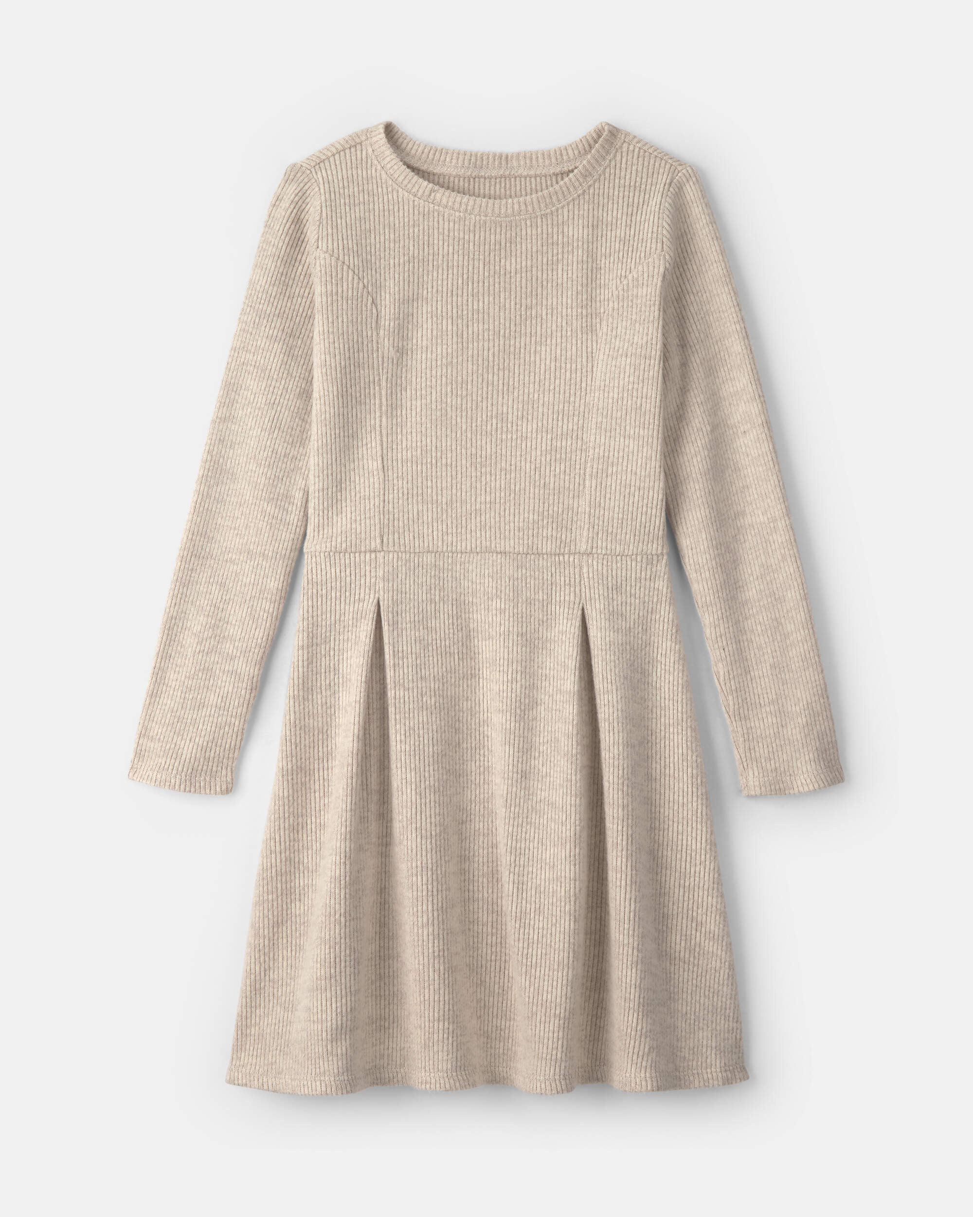 Girls Long-Sleeve Rib Dress - Cream