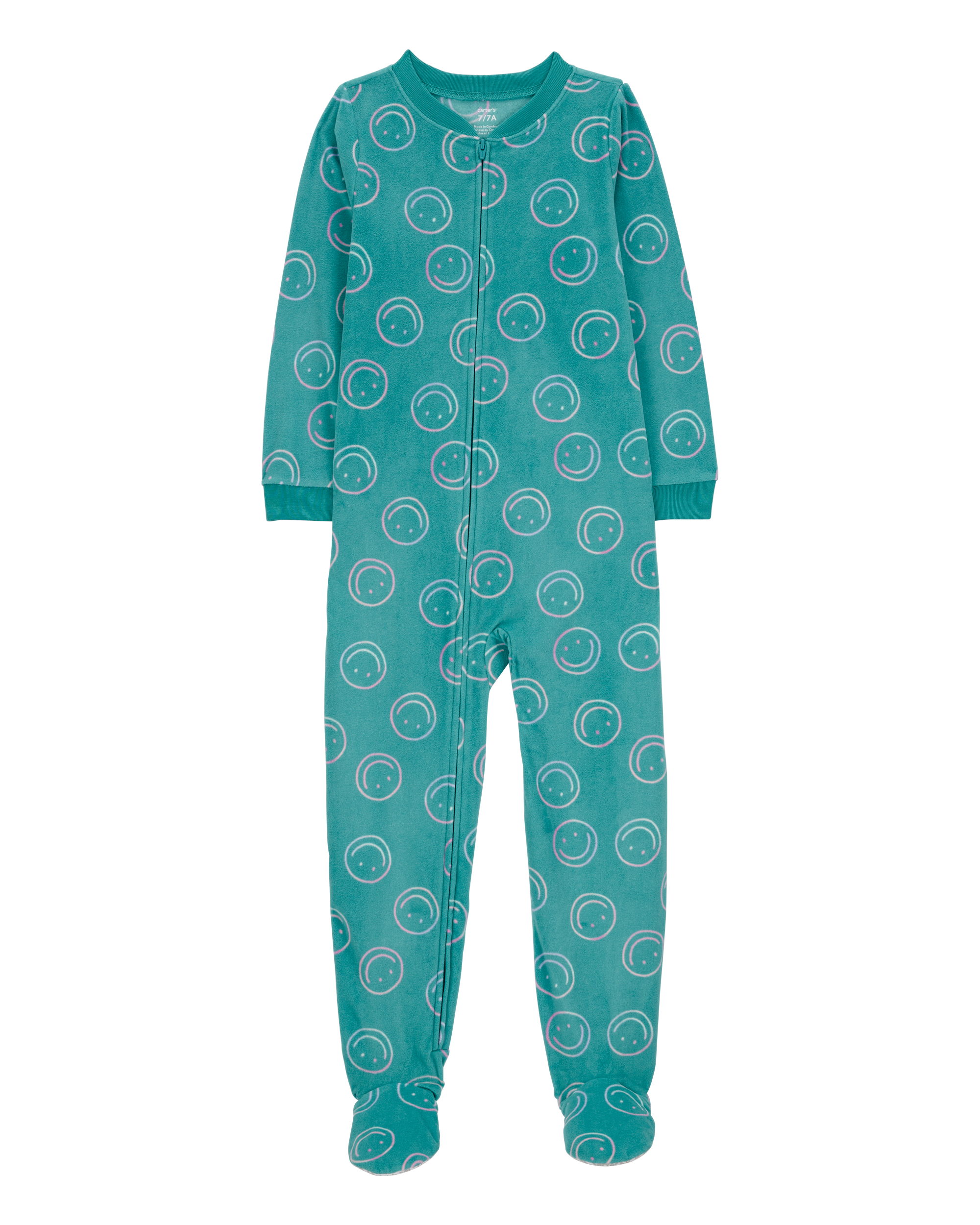 Kid 1-Piece Smiley Face Fleece Footie Pyjamas