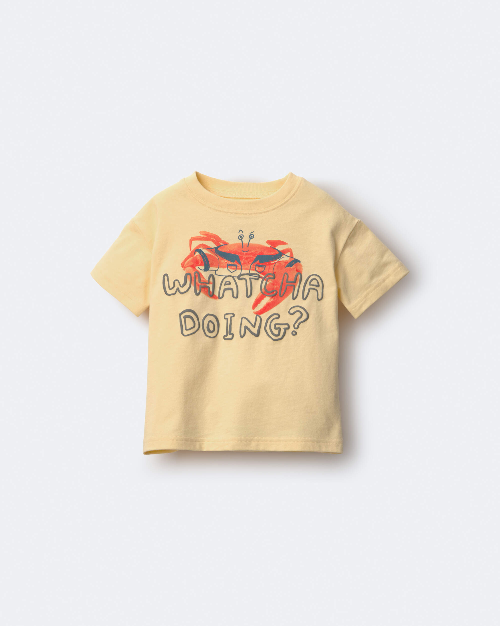 Toddler 'Whatcha Doing?' Relaxed Graphic Tee Crab Print - Yellow