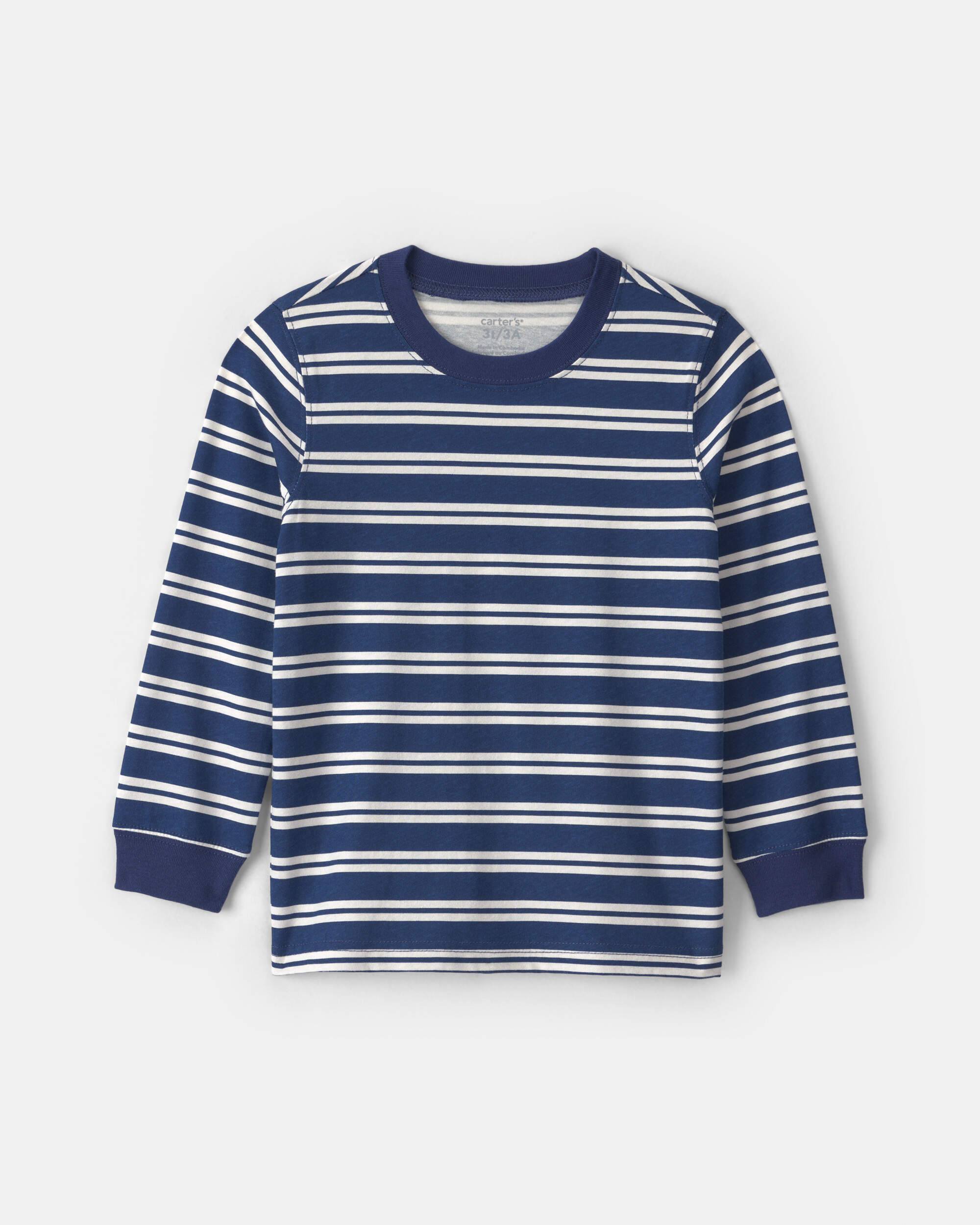 Toddler Boy Striped Long-Sleeve T-Shirt - Navy Blue/Cream