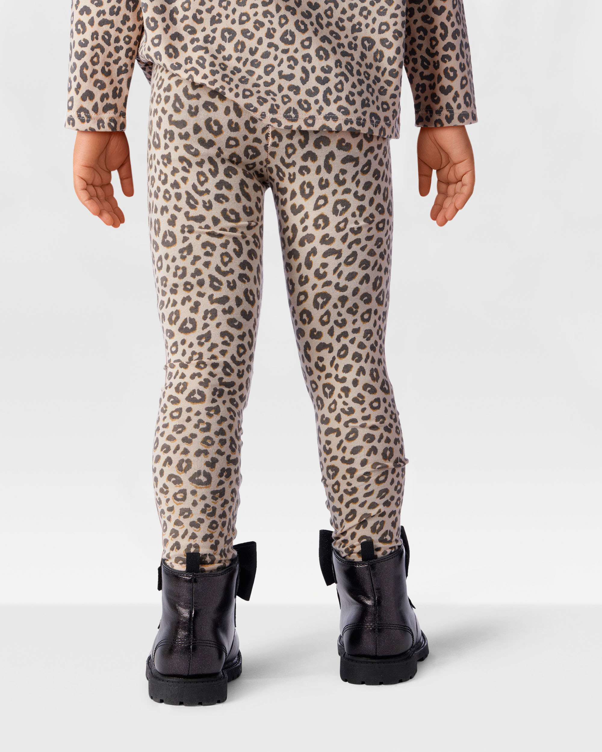 Toddler Girl Cotton Leopard Stretch Leggings - Brown