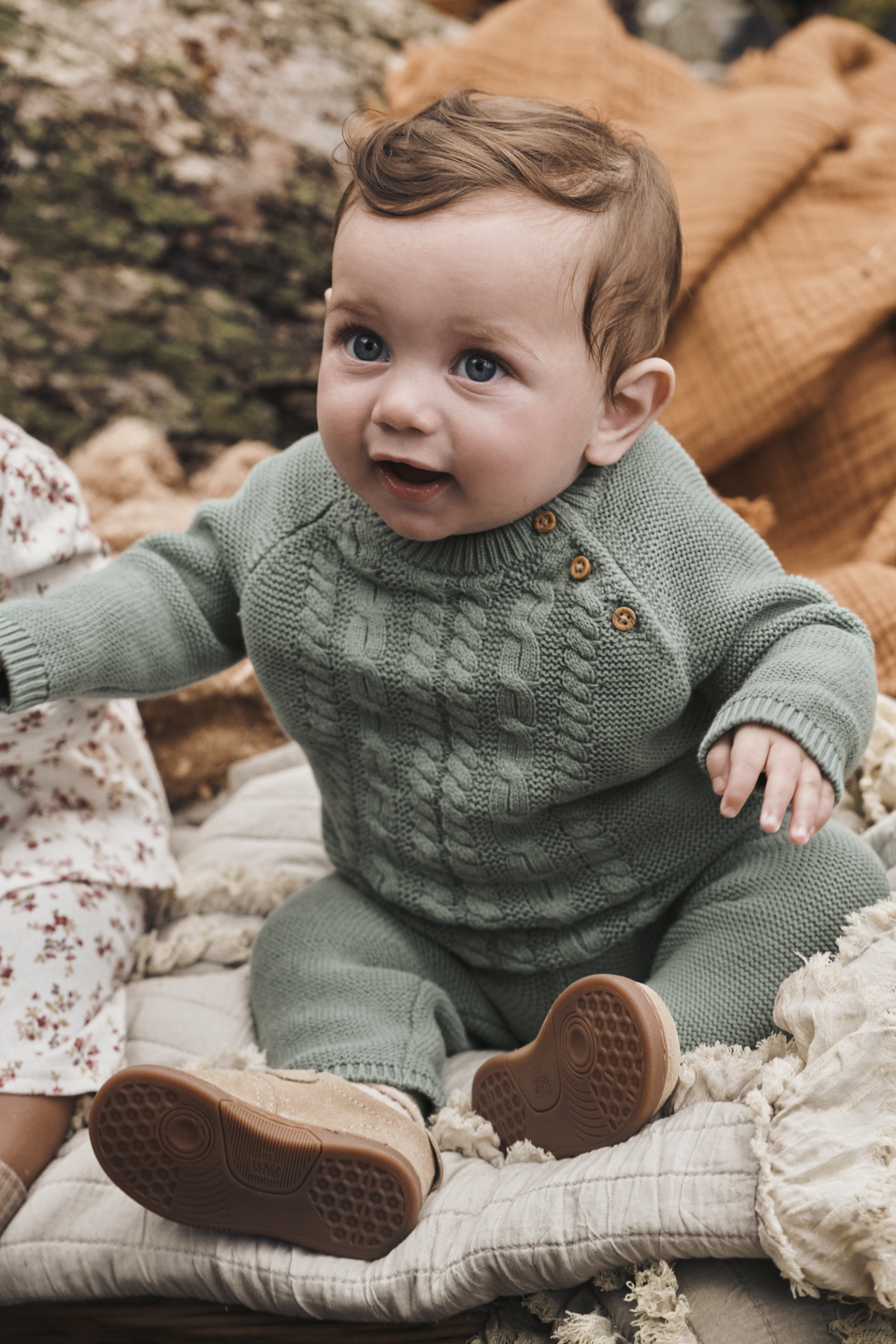 Baby 2-Piece Organic Cotton Cable Knit Top & Pant Set
