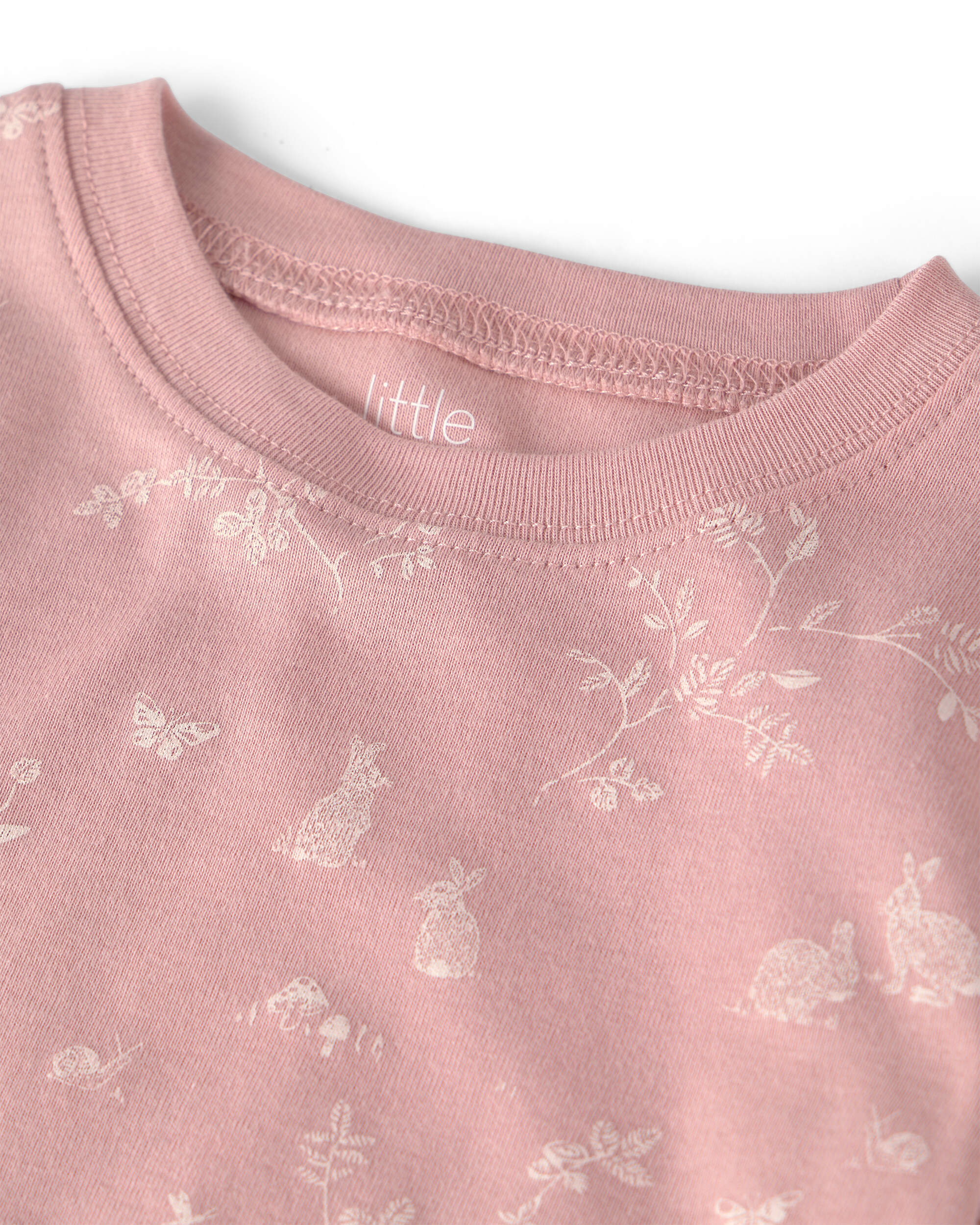 Girls 2-Piece Organic Cotton Pyjama Pink Bunnies Print