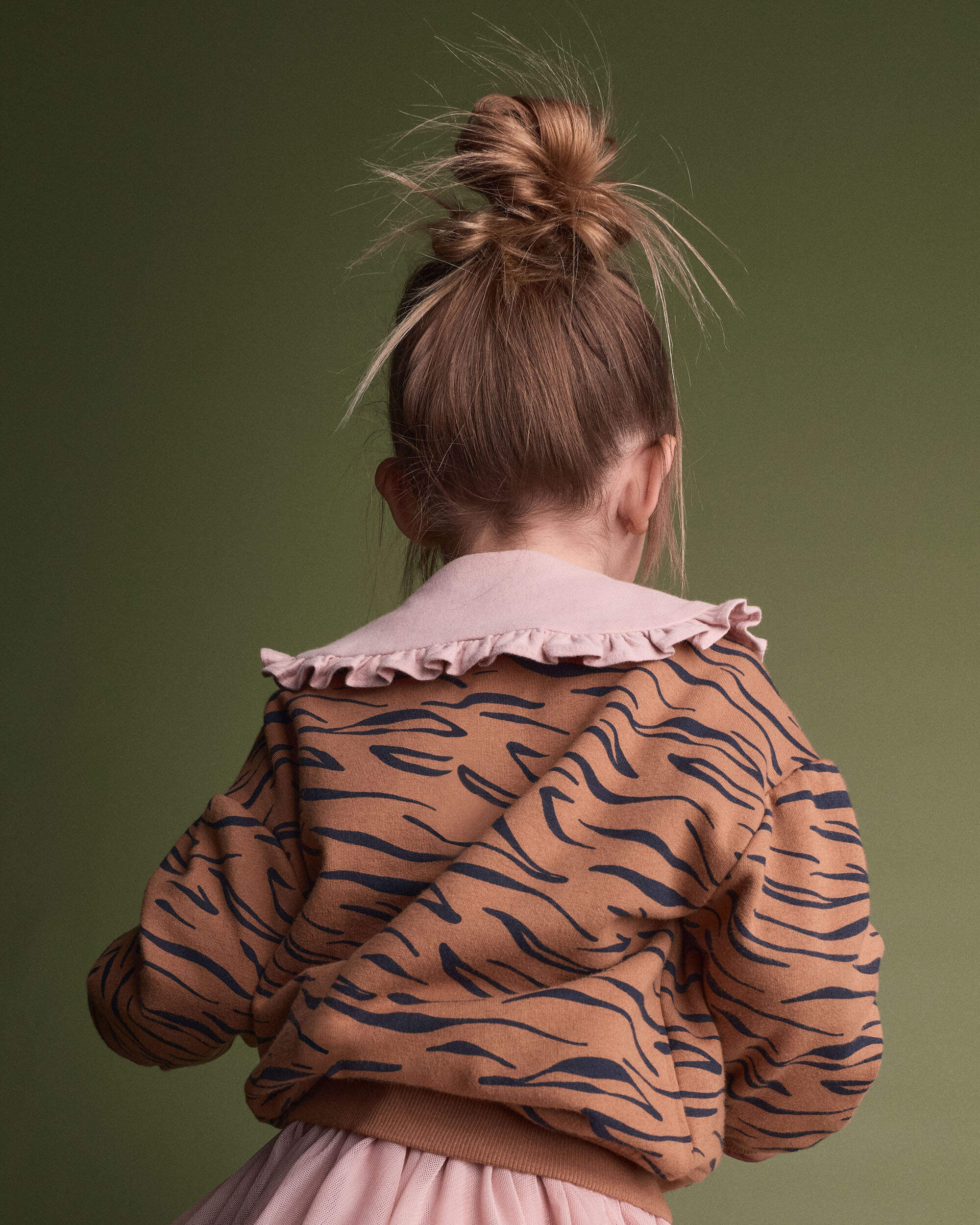 Toddler Balloon-Sleeve Pullover Sweatshirt Tiger Print - Brown