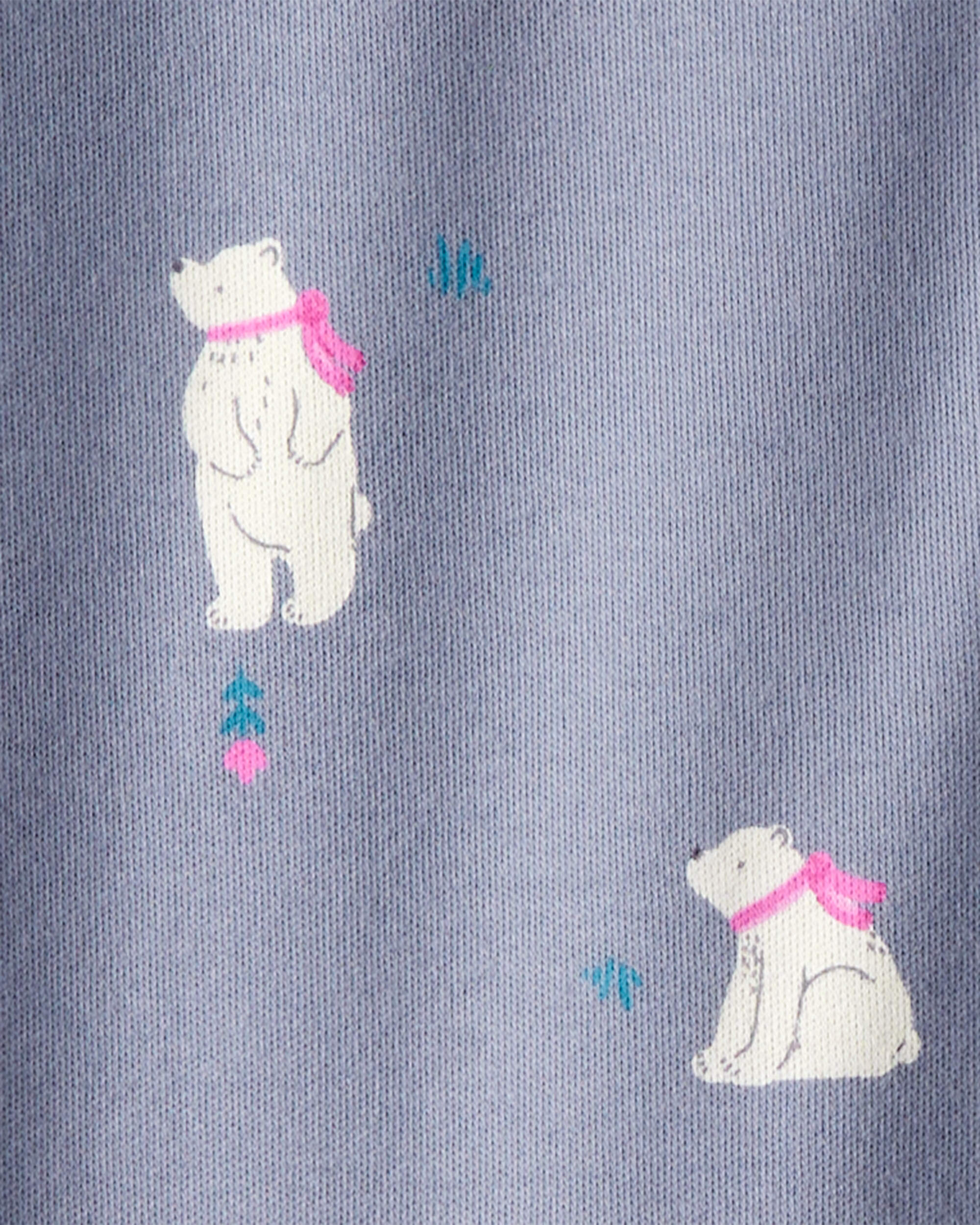 Baby Girl Polar Bear Print 100% Cotton Snug Fit Sleeper - Grey