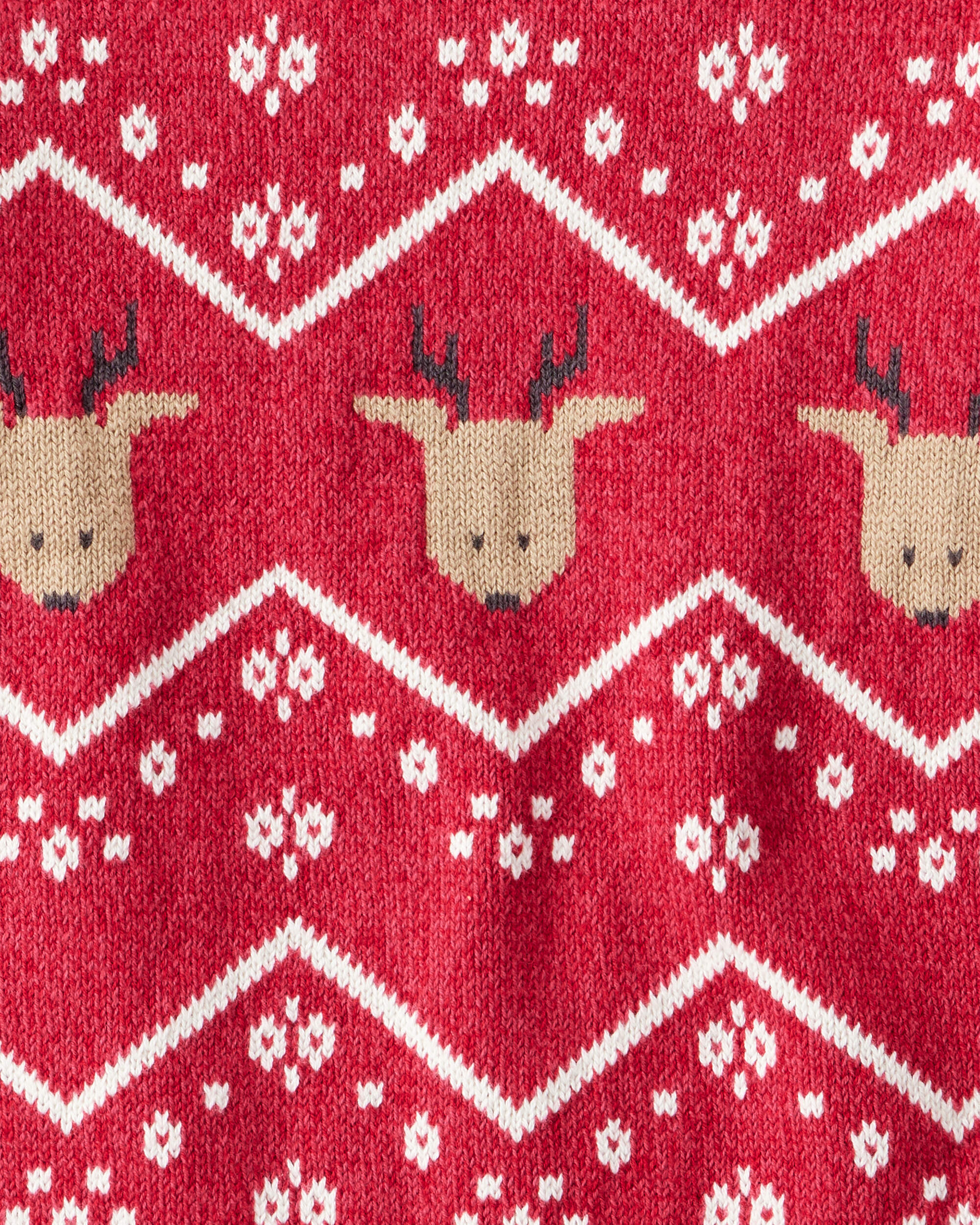 Toddler Boy Christmas Reindeer Fair Isle Cotton Long-Sleeve Sweater - Red