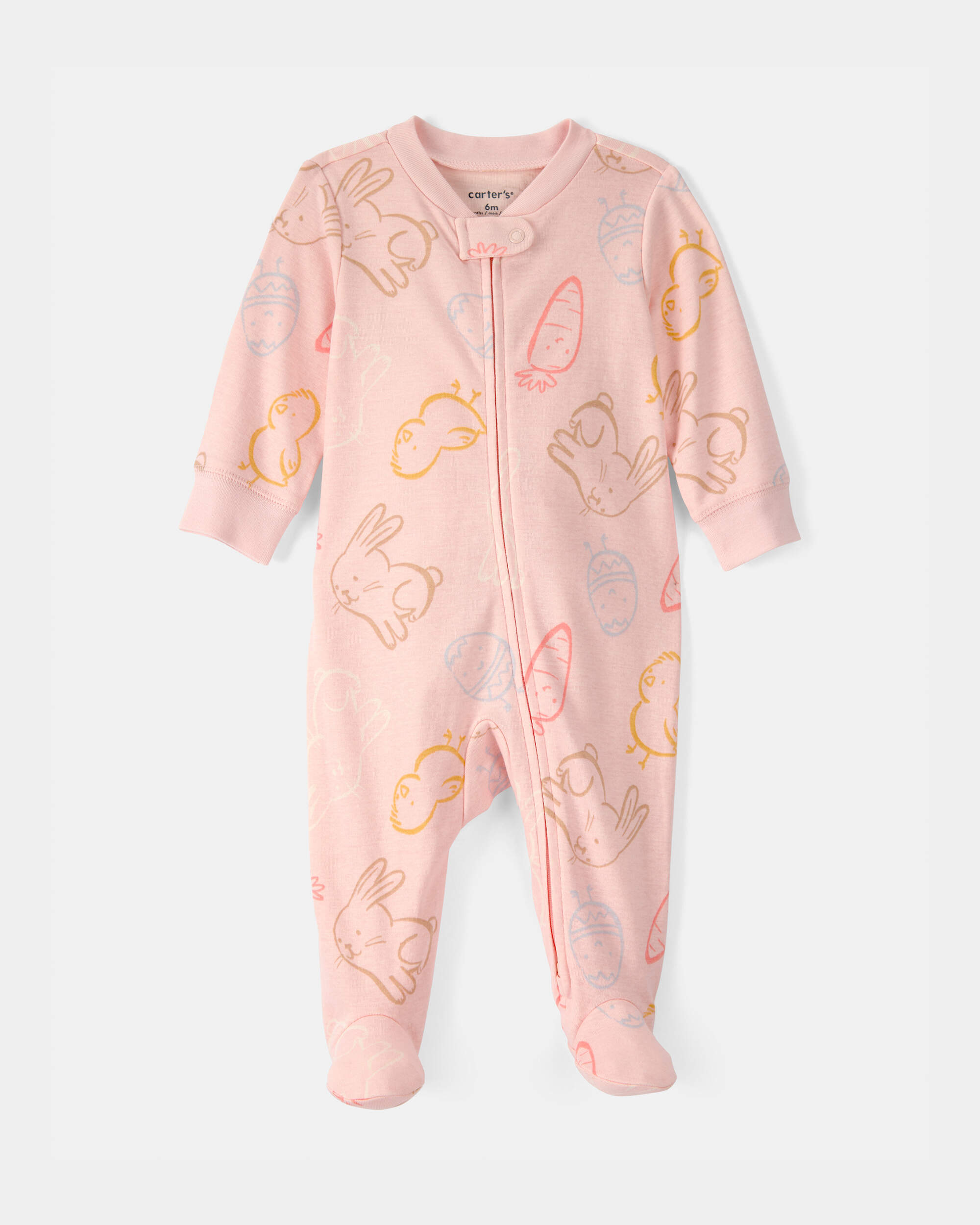 Baby Girl Easter 100% Cotton Sleeper - Pink