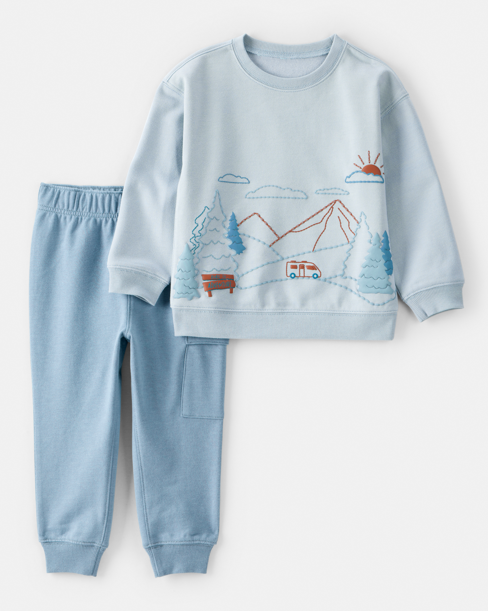 Toddler Boy 2-Piece Mountain Pullover & Pant Set - Blue