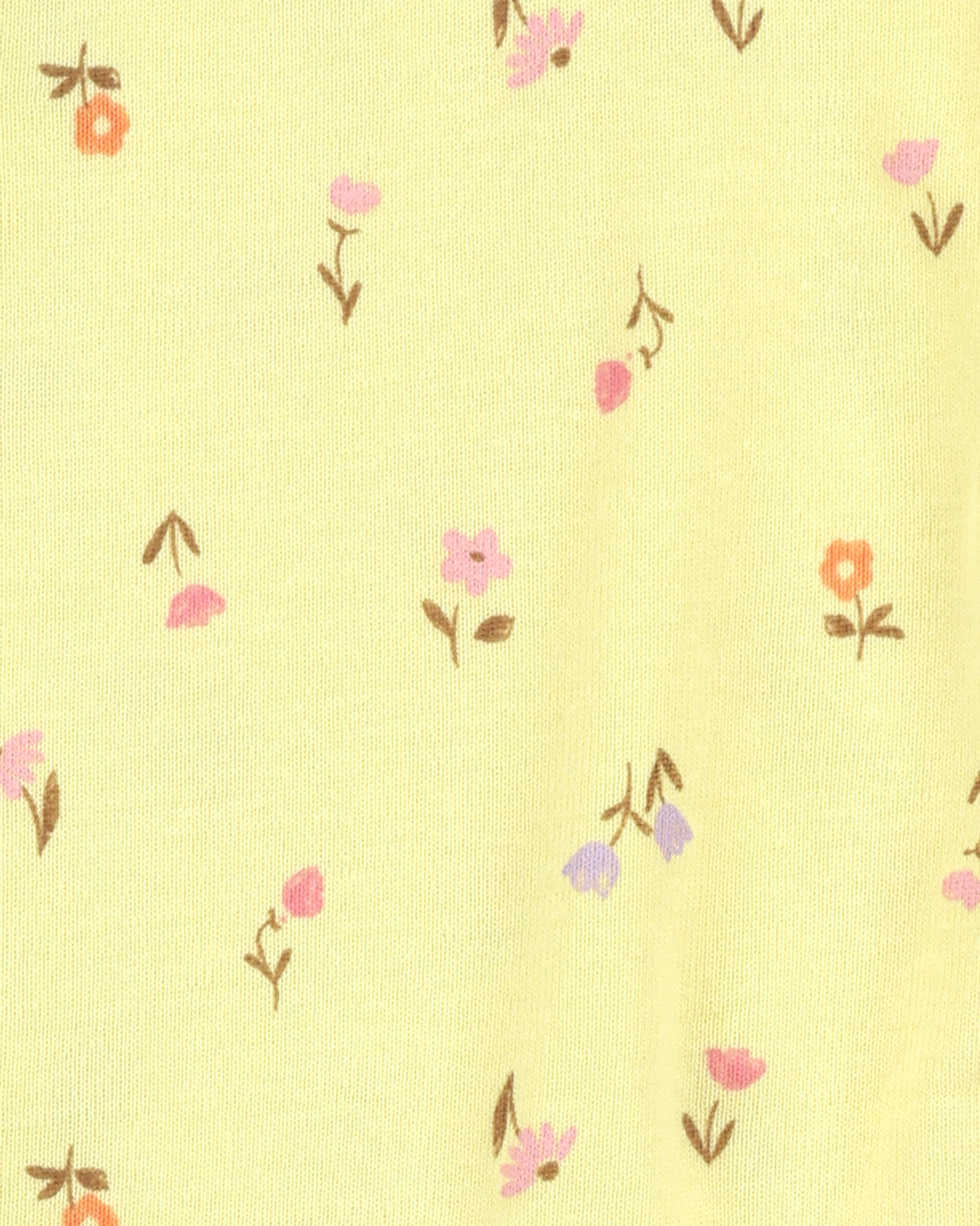 Baby Girl 3-Piece Floral Outfit Set - Yellow/Chambray