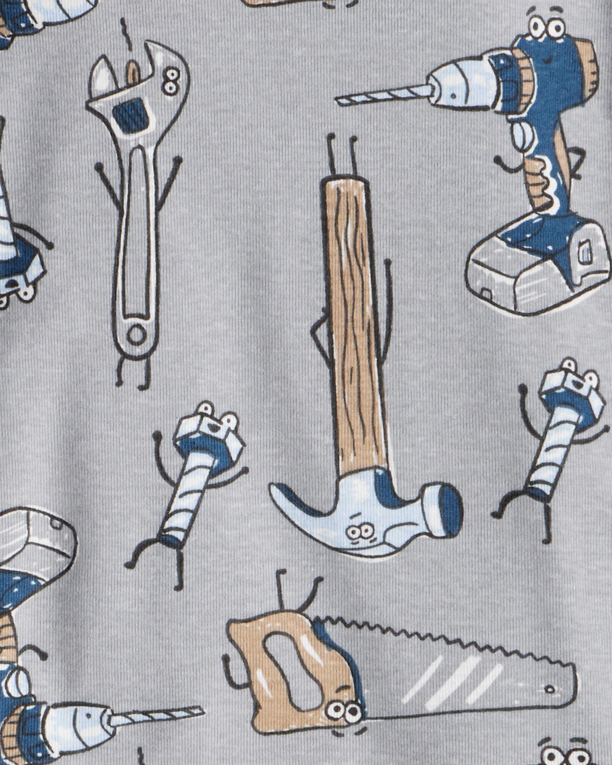 Toddler Boy Construction Print 100% Cotton Long-Sleeve Snug Fit 4-Piece pyjamas - Blue/Grey