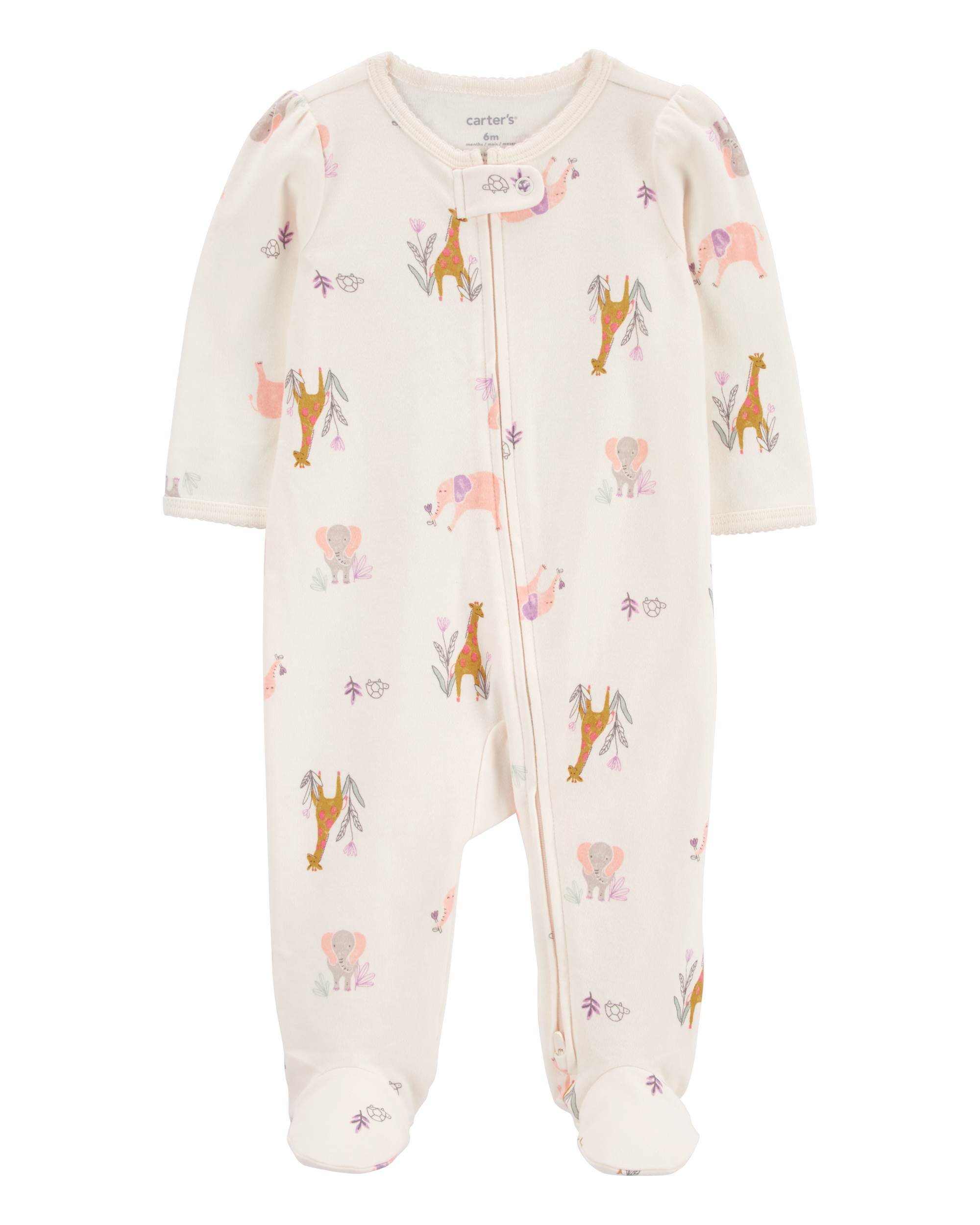 Baby Animal Print 2-Way Zip Cotton Sleeper