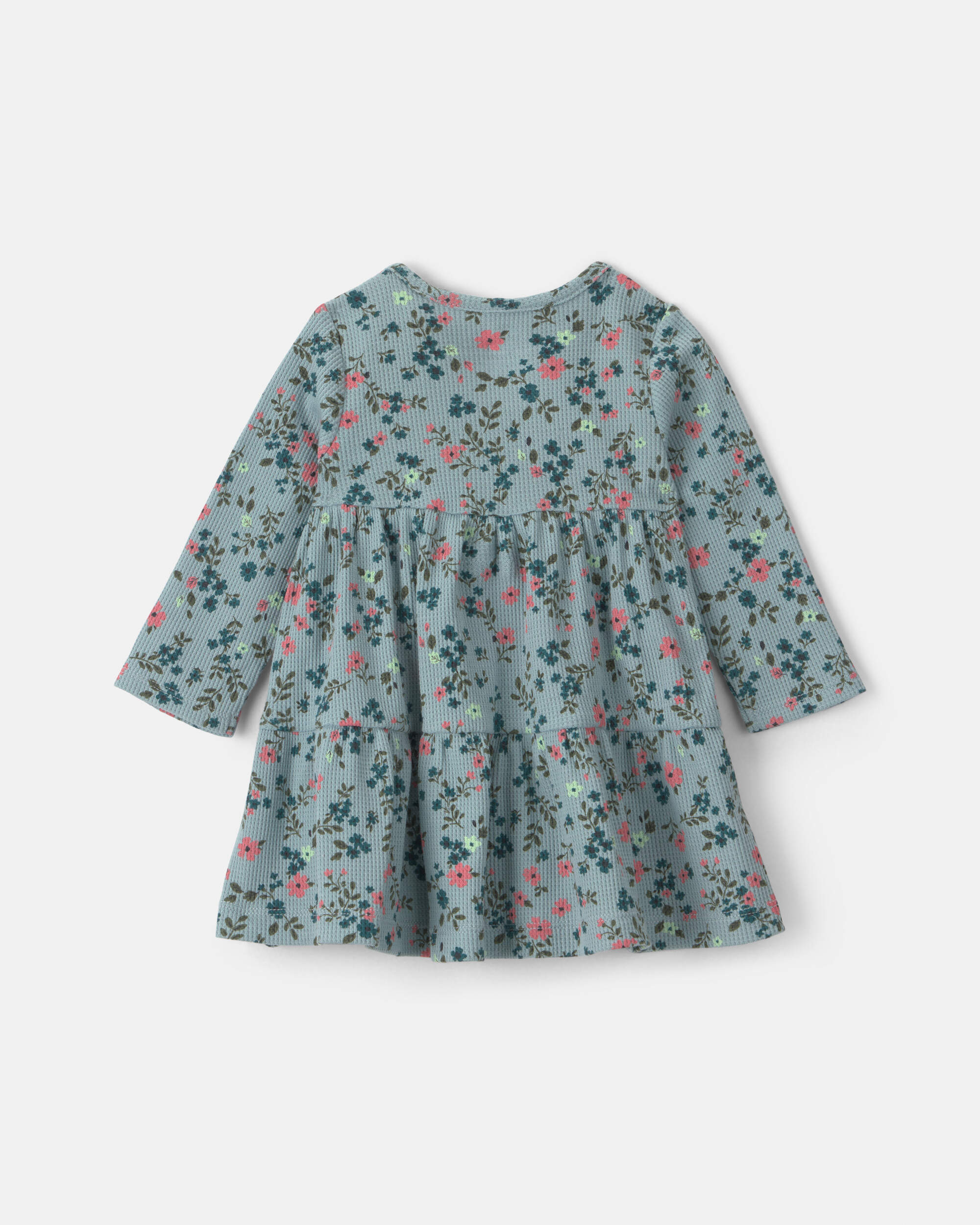 Baby Girl 3-Piece Floral Thermal Dress Set - Blue