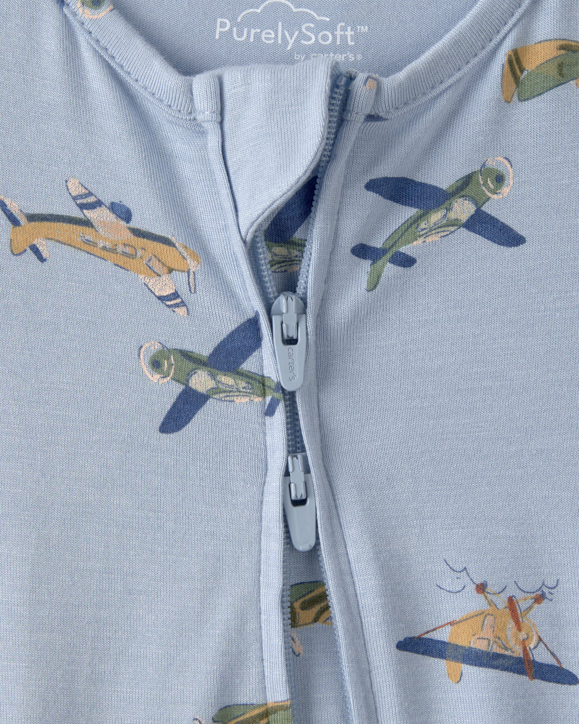 Baby Boy Plane 2-Way Zip PurelySoft Sleeper - Blue
