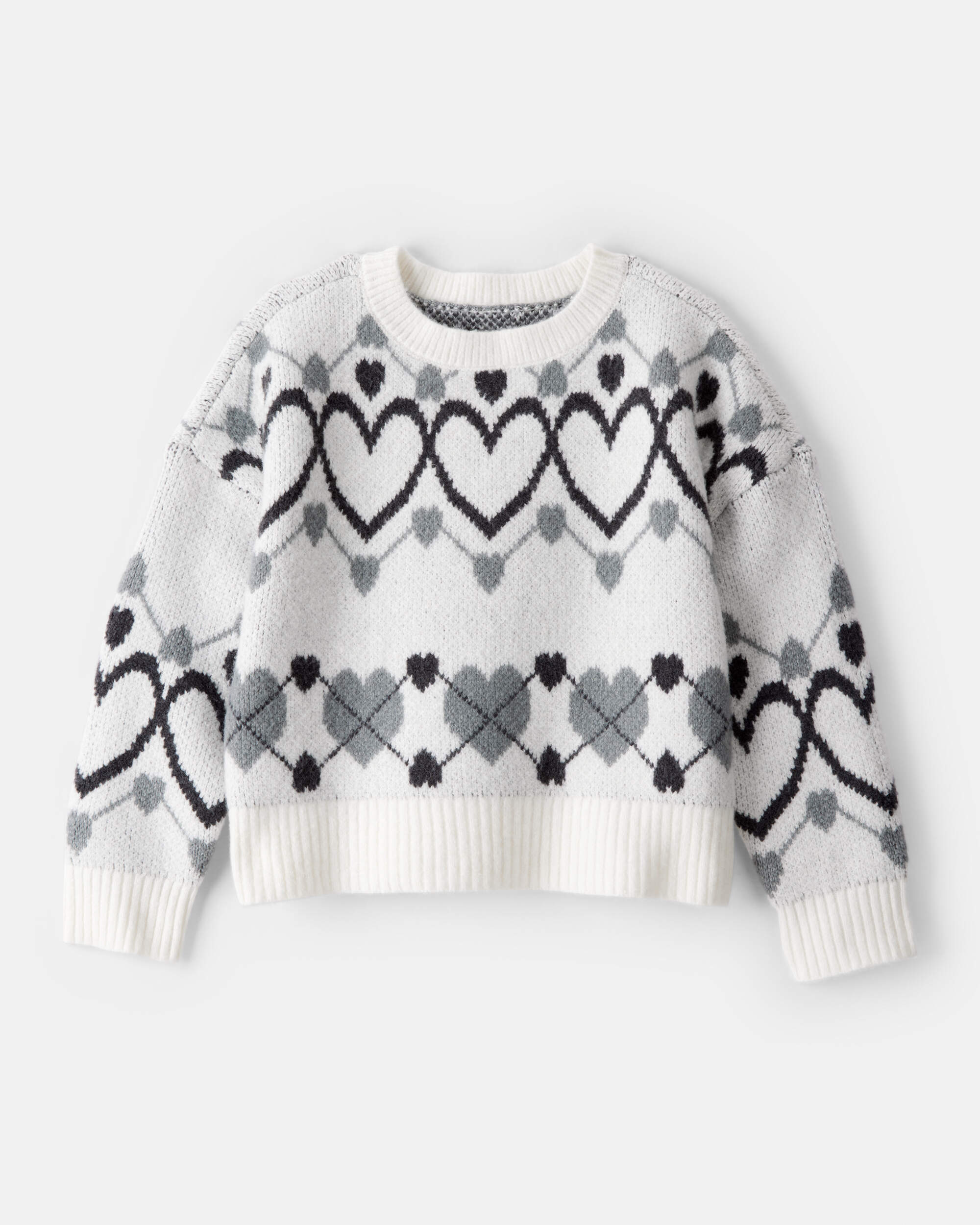 Girls Heart Sweater - White