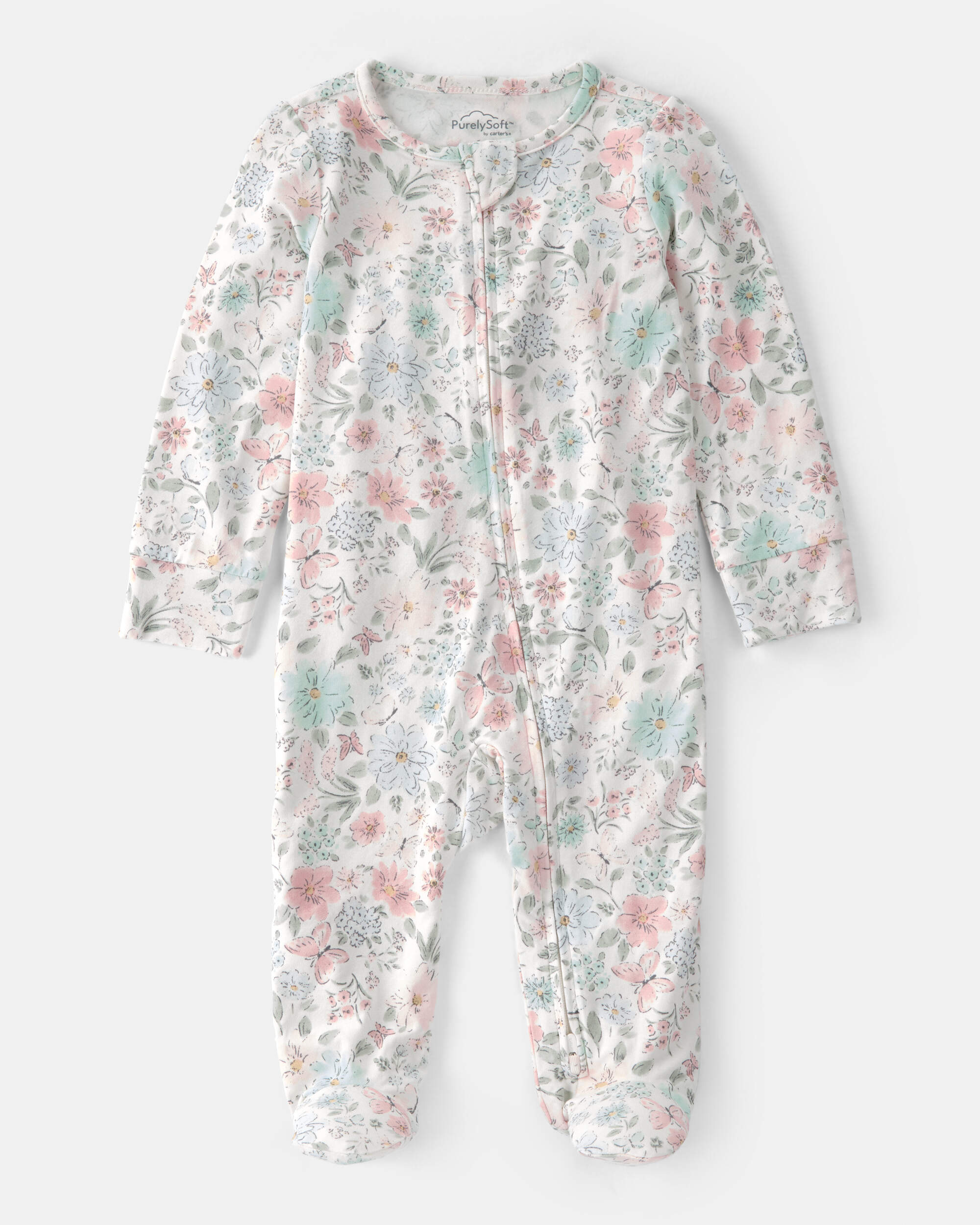Baby Girl Butterfly Garden 2-Way Zip PurelySoft Sleeper Pyjama