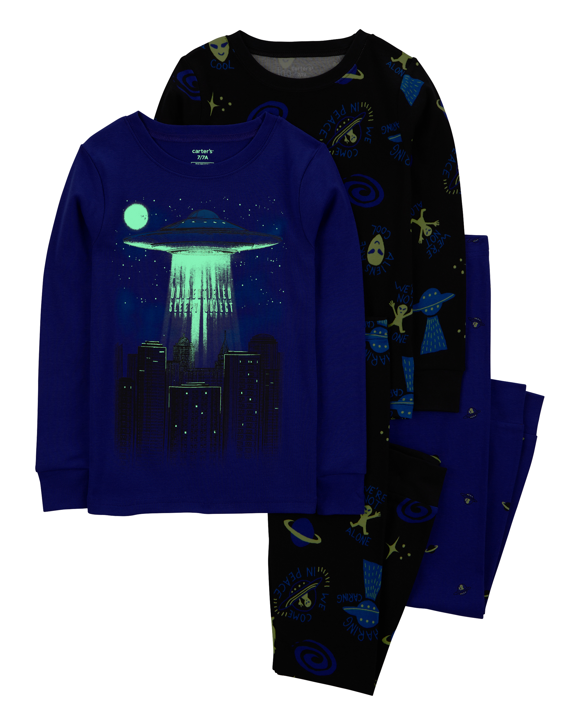 Kid 4 Piece Space Alien 100 Snug Fit Cotton Pyjamas