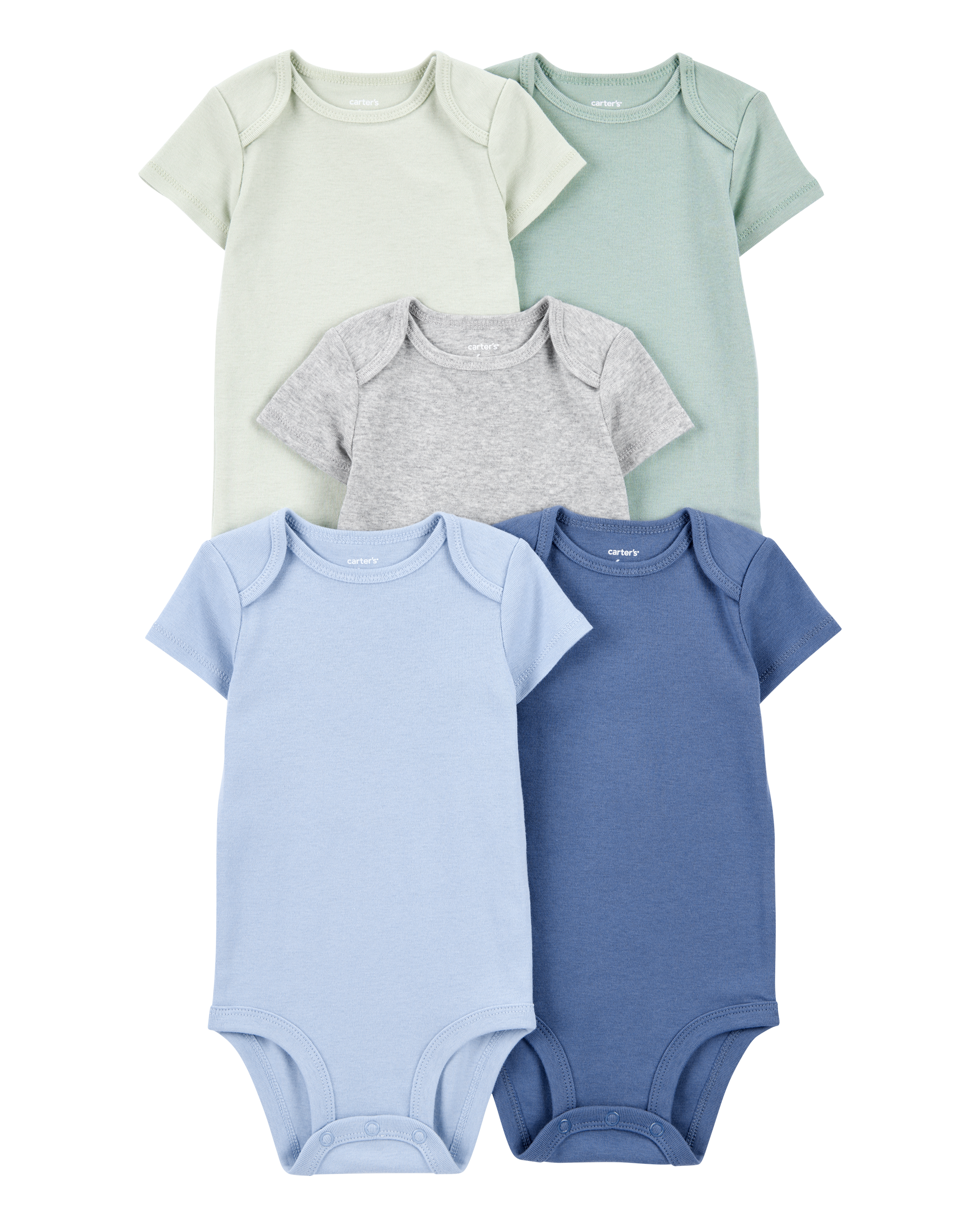 Baby Boy 5-Pack Solid Short-Sleeve Cotton Bodysuits