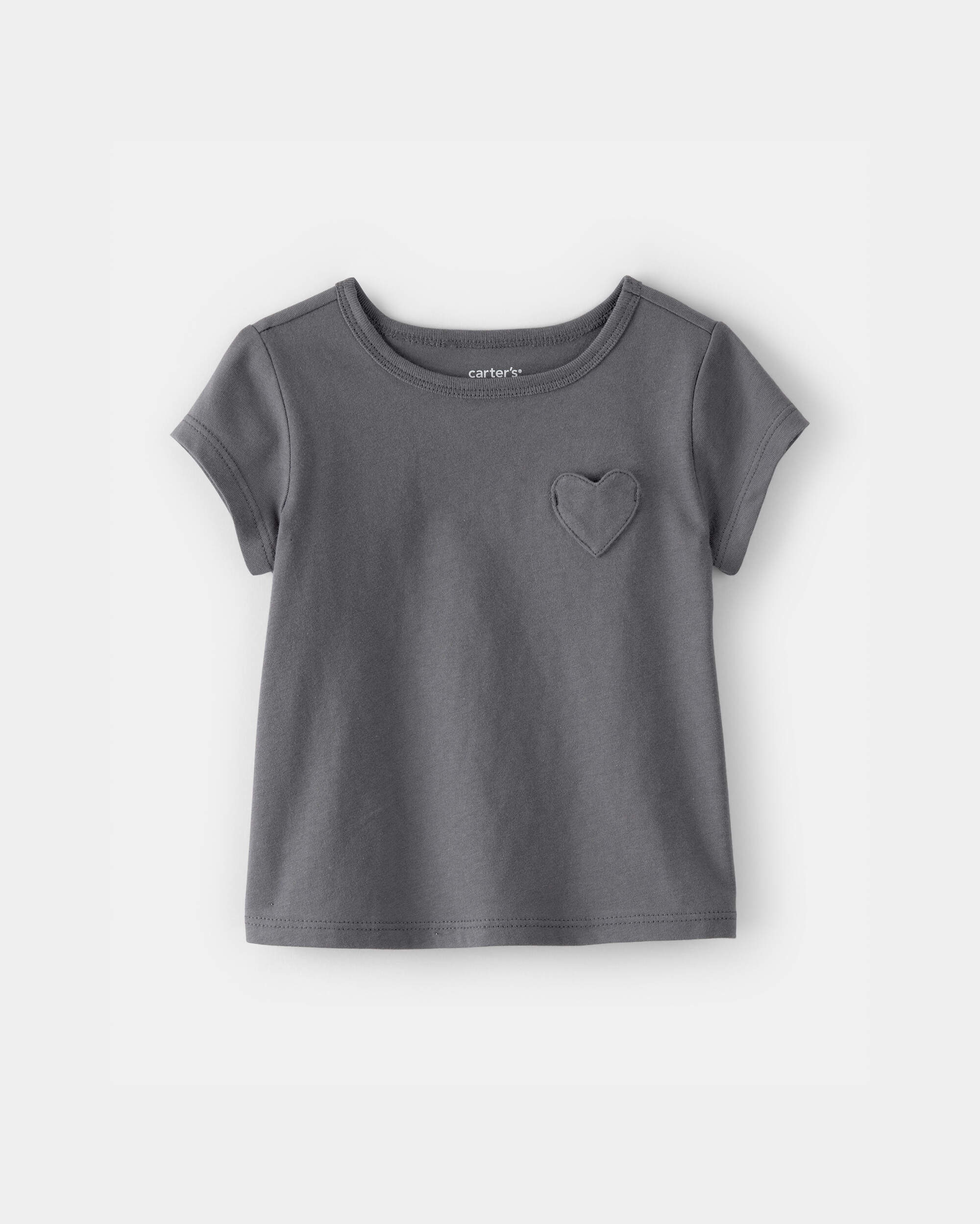 Baby Girl Heart Pocket Top - Grey