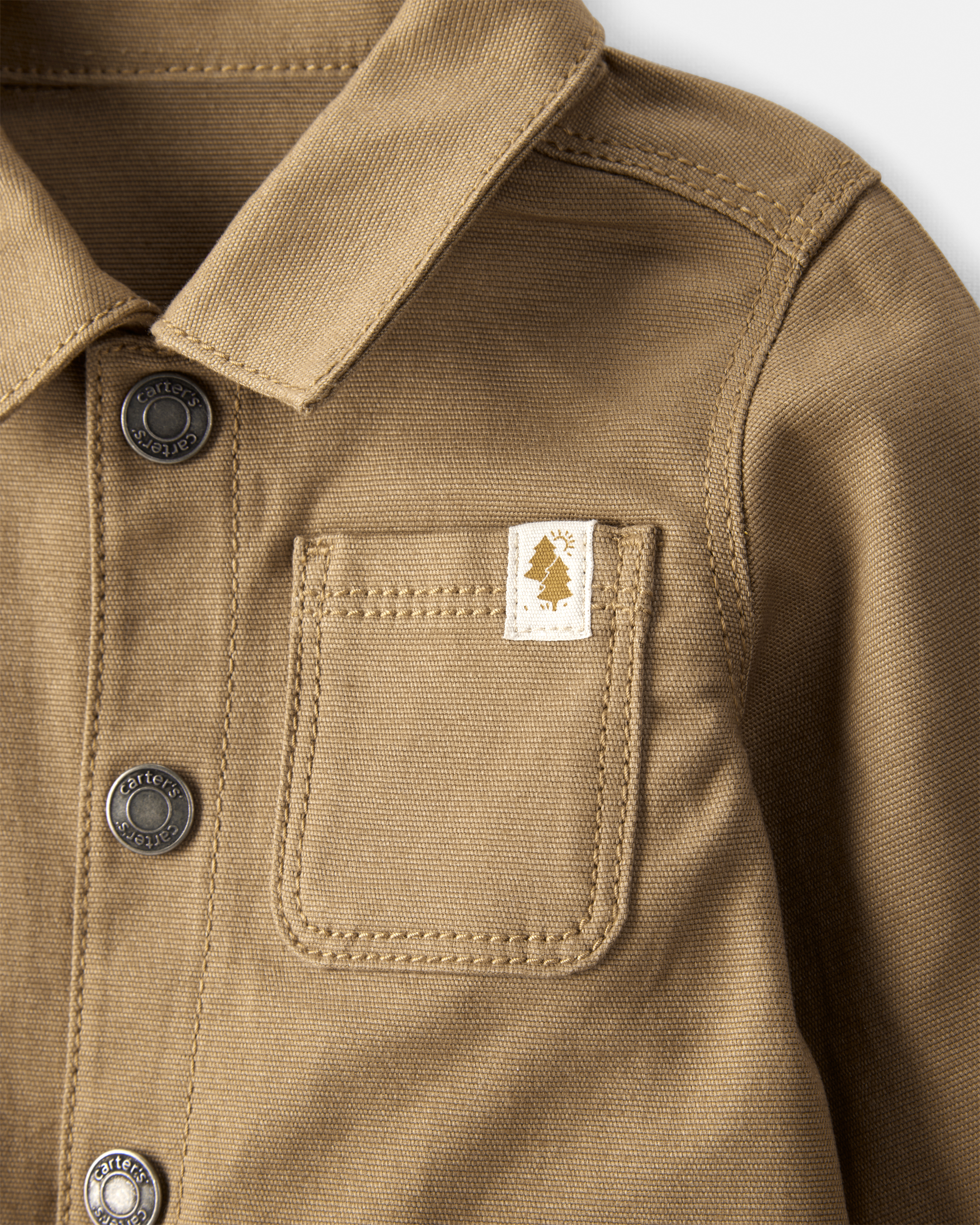 Baby Boy Canvas Long-Sleeve Jumpsuit - Brown